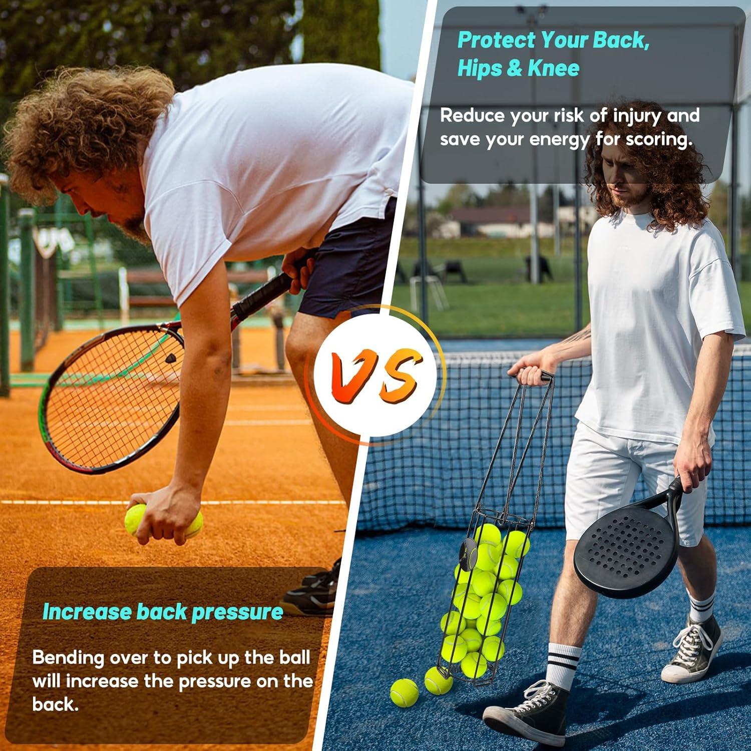 Recogedor de Pelotas de Tenis HolyMaji Canasta Metal 24 Pelotas