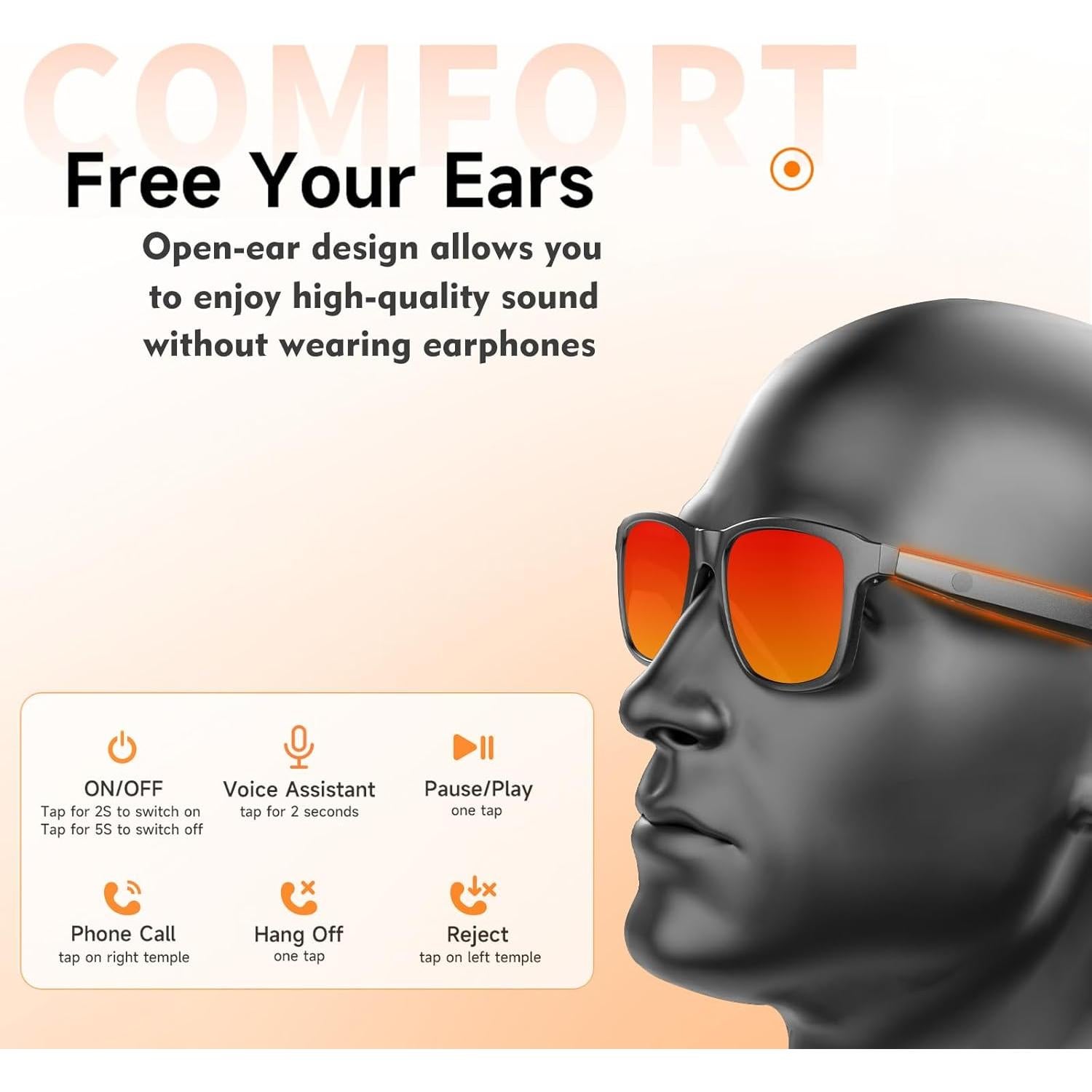 Gafas Inteligentes Fecoul G10 Bluetooth UV400 Polarizadas