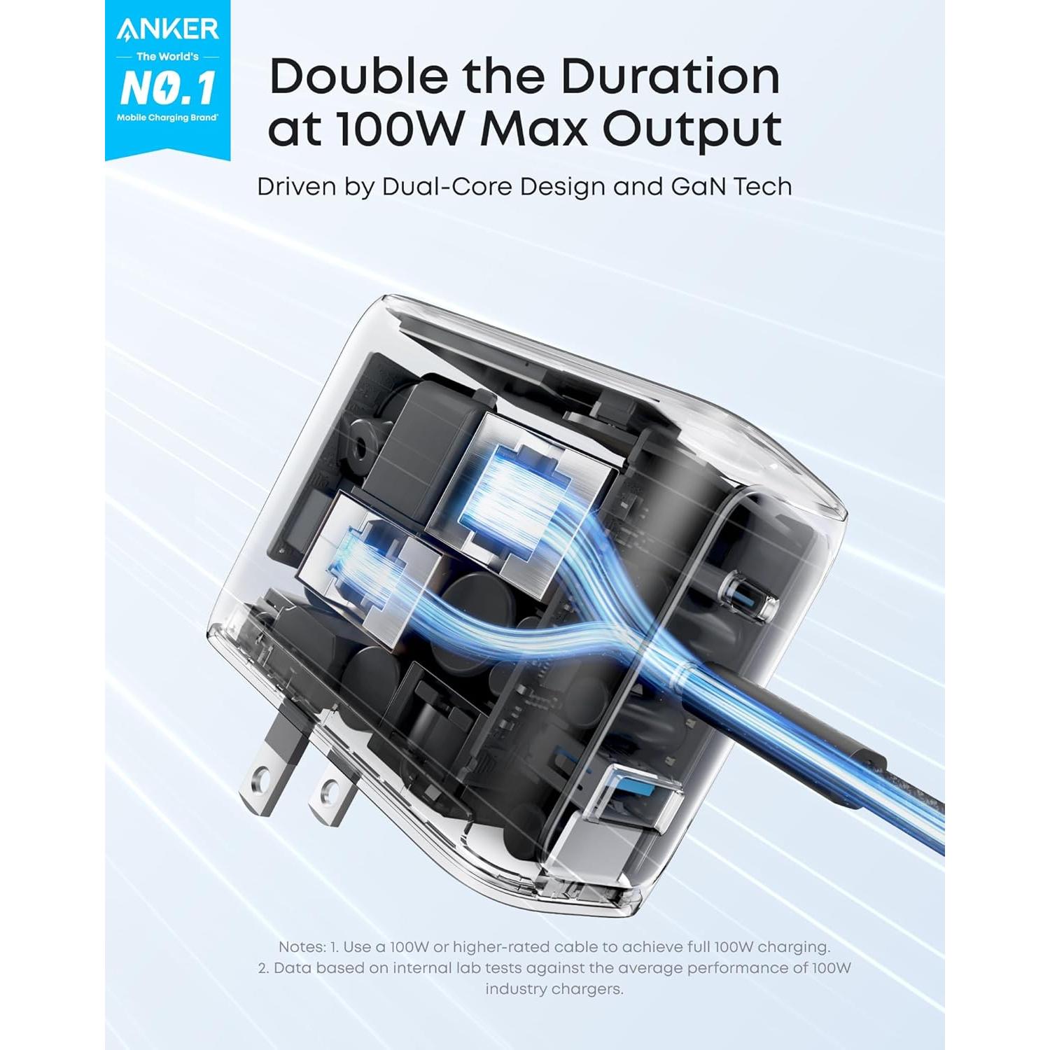 Cargador Anker 100W USB-C 3 Puertos con Pantalla Inteligente