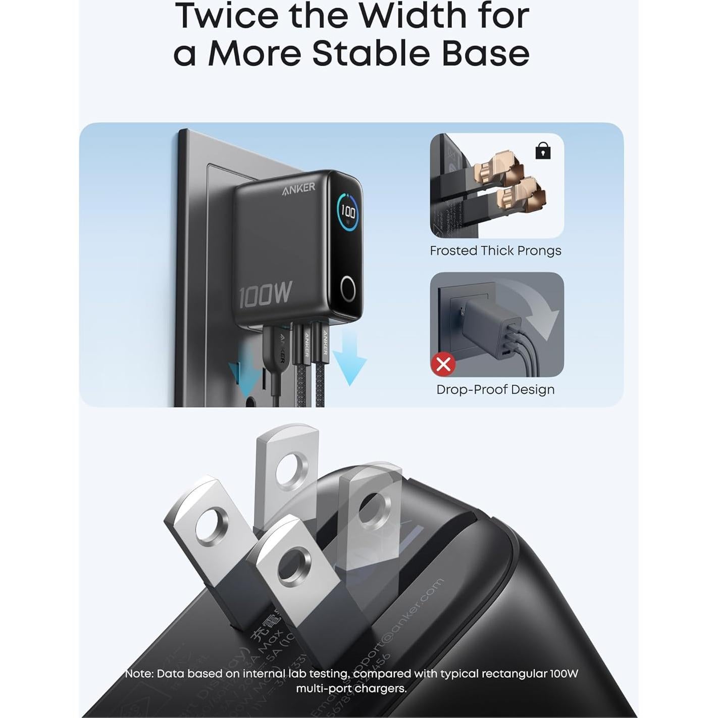 Cargador Anker 100W USB-C 3 Puertos con Pantalla Inteligente