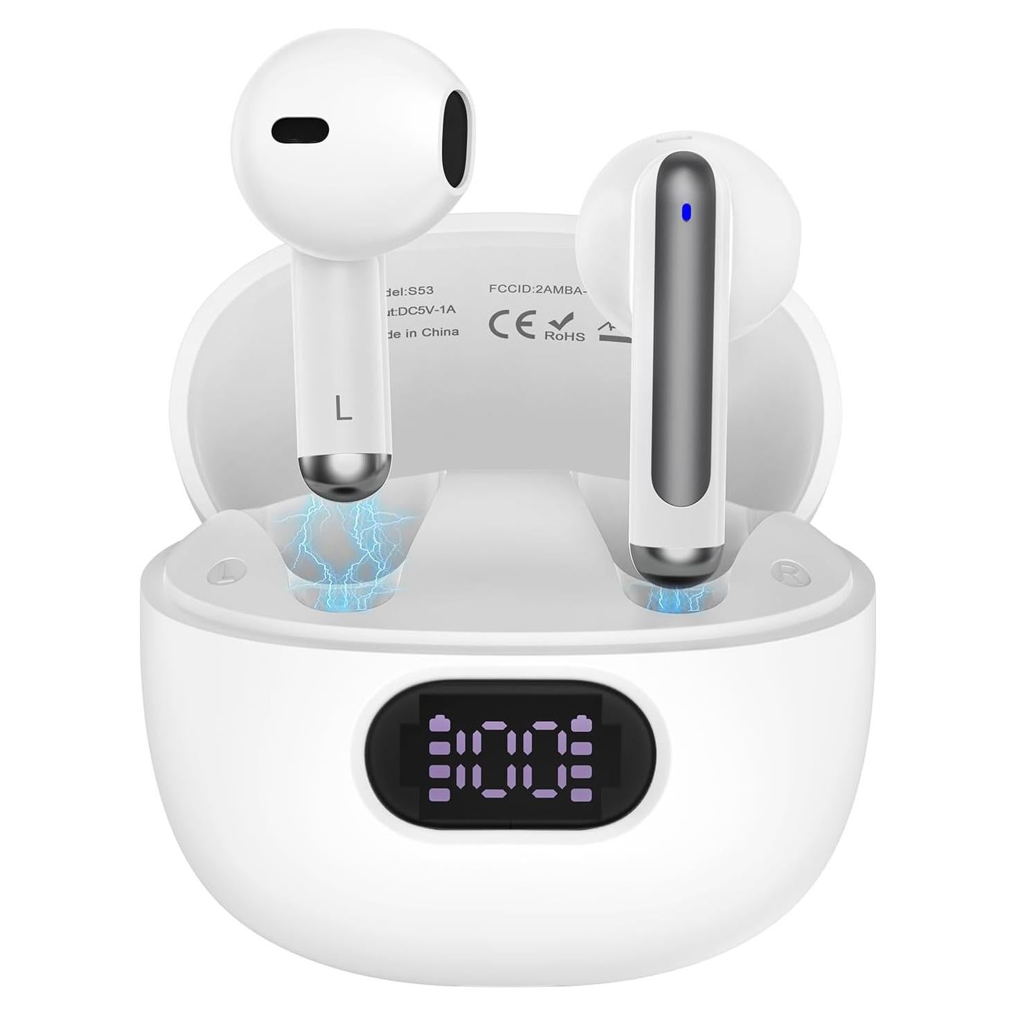 Auriculares Inalámbricos Bluetooth S53 con Estuche Carga LED IPX7