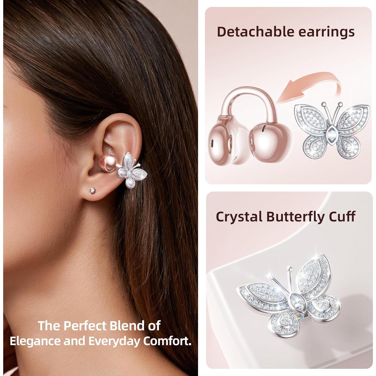 Auriculares Intrauditivos Abiertos Kinglucky A8 Bluetooth 5.4 50H Oro Rosa