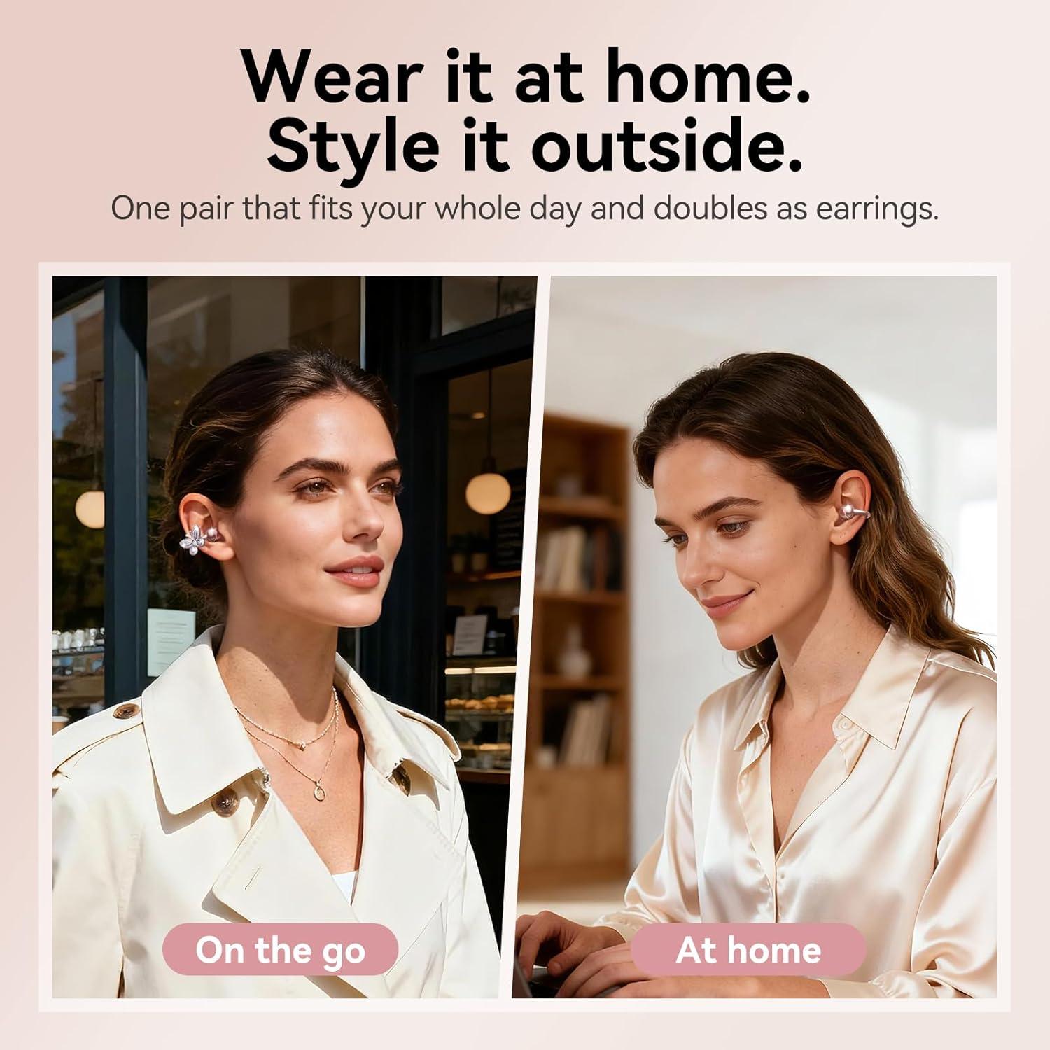 Auriculares Intrauditivos Abiertos Kinglucky A8 Bluetooth 5.4 50H Oro Rosa