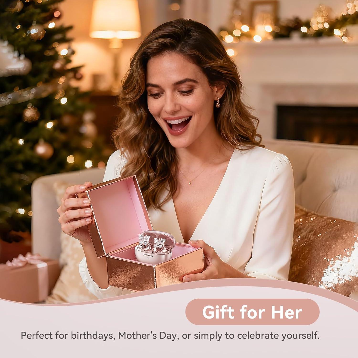 Auriculares Intrauditivos Abiertos Kinglucky A8 Bluetooth 5.4 50H Oro Rosa