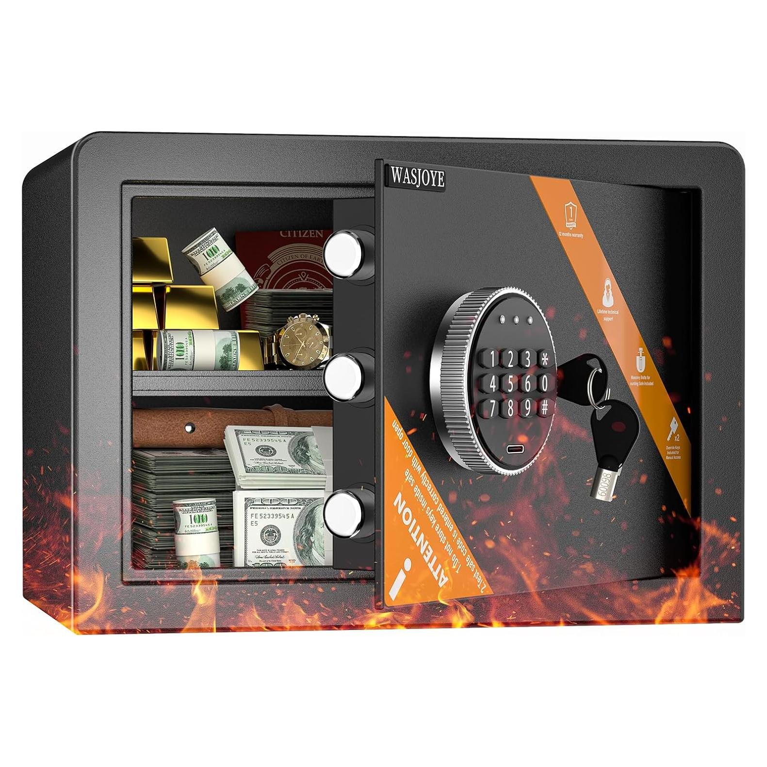 Caja Fuerte Digital WASJOYE 1.2 Pies Cúbicos con Alarma