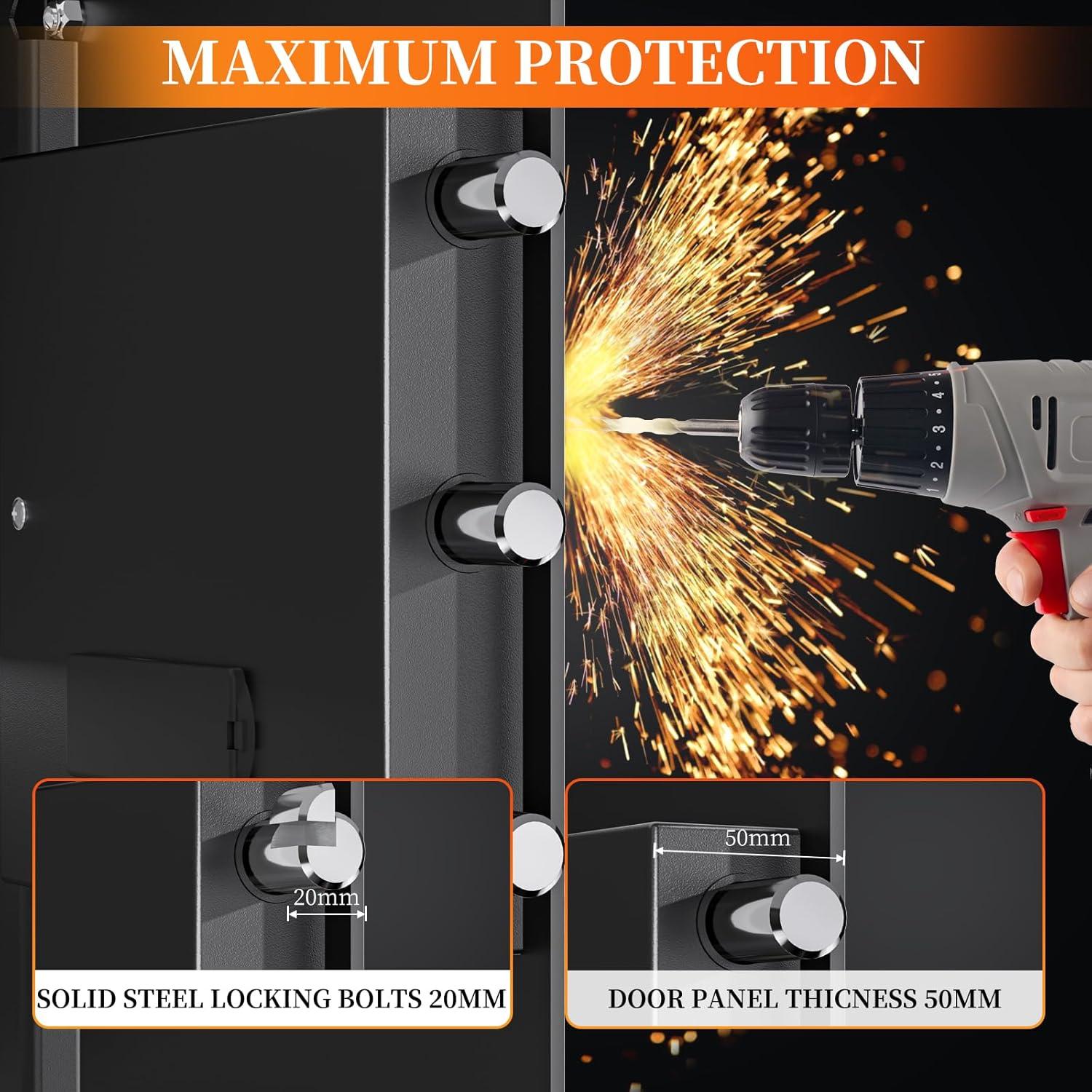 Caja Fuerte Digital WASJOYE 1.2 Pies Cúbicos con Alarma