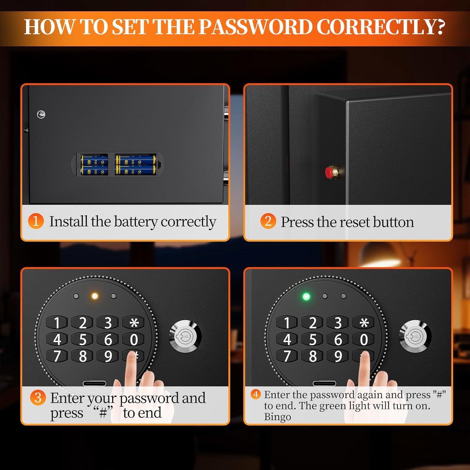 Caja Fuerte Digital WASJOYE 1.2 Pies Cúbicos con Alarma