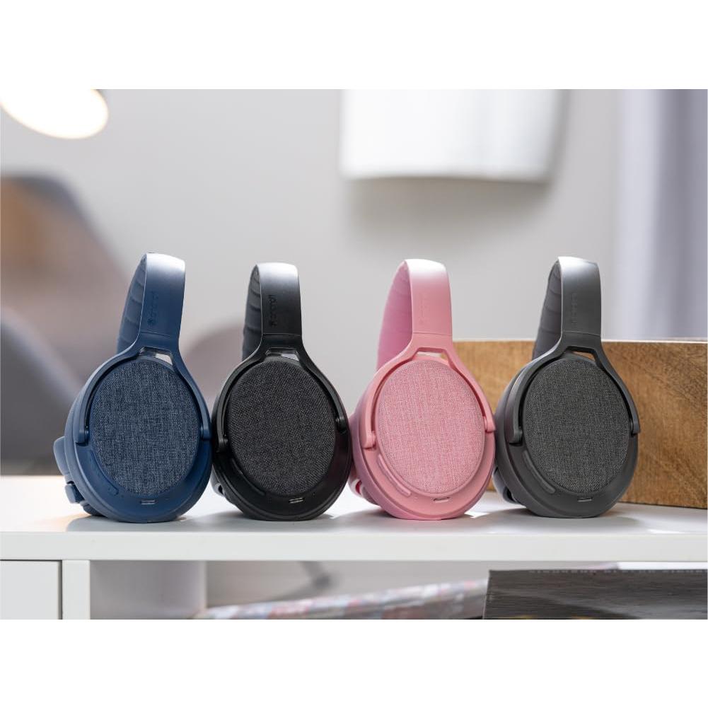 Made for Amazon, Active Noise Cancelling Bluetooth Headphones with Built-in Microphone | Pink