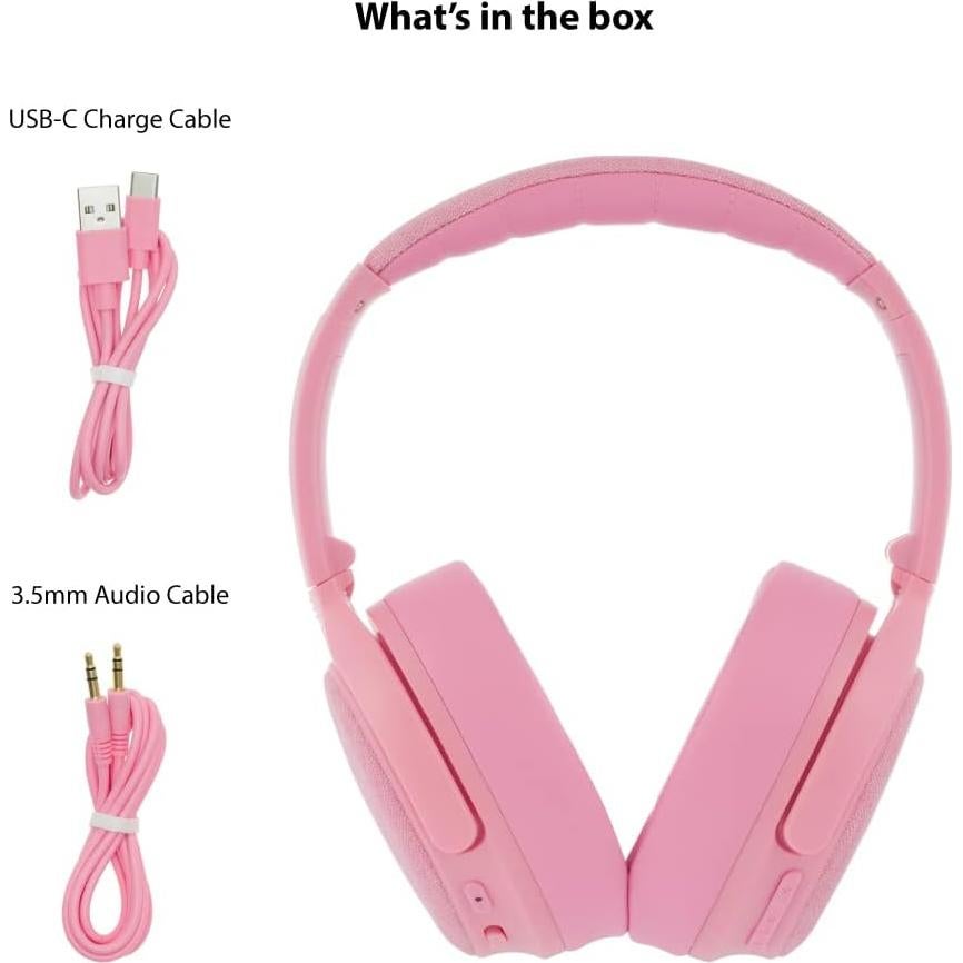 Made for Amazon, Active Noise Cancelling Bluetooth Headphones with Built-in Microphone | Pink