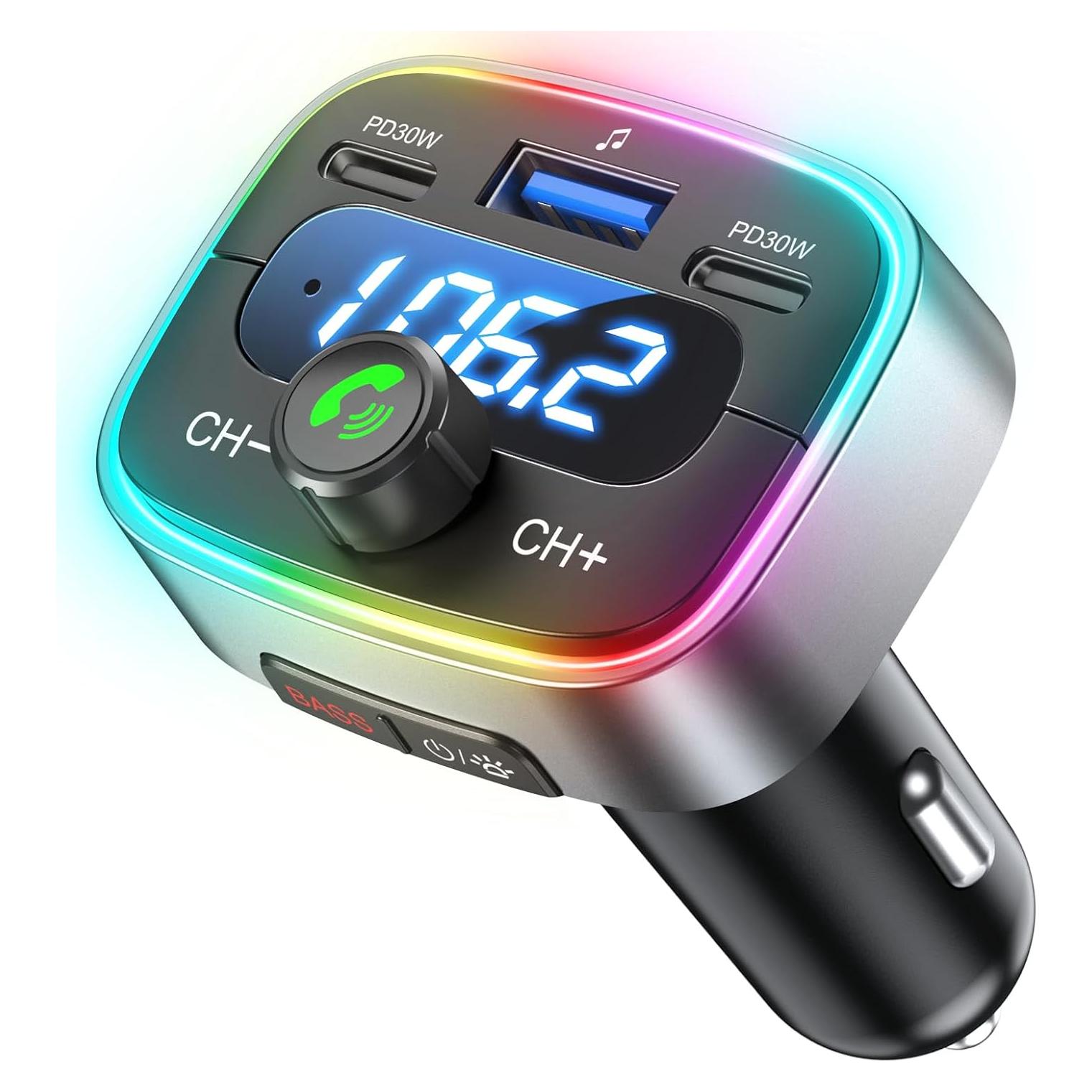 Adaptador Bluetooth 5.4 para Coche HUNDRUP 60W Carga Rápida