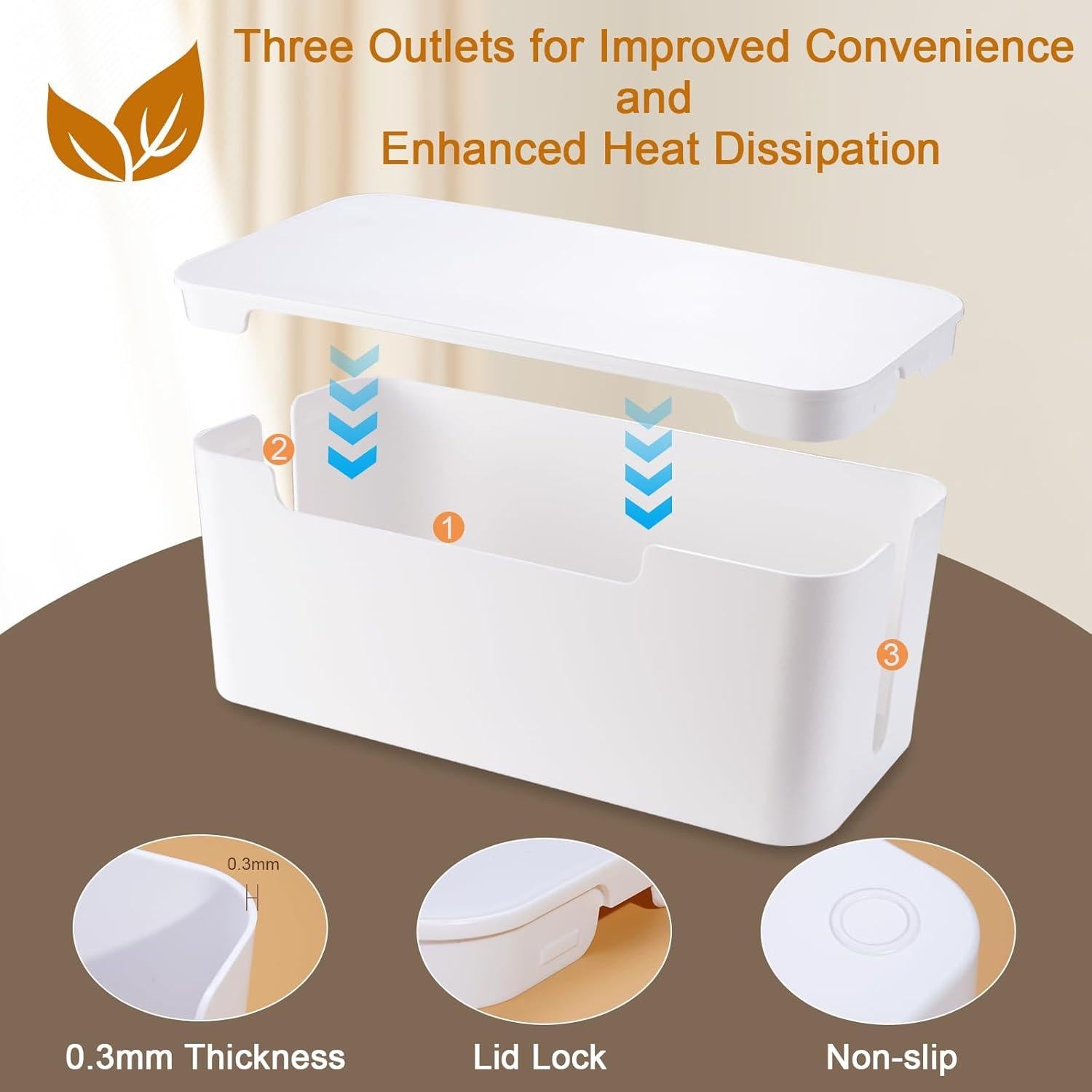 Caja Organizadora de Cables Eichzer 32x14x12.7 cm Blanca