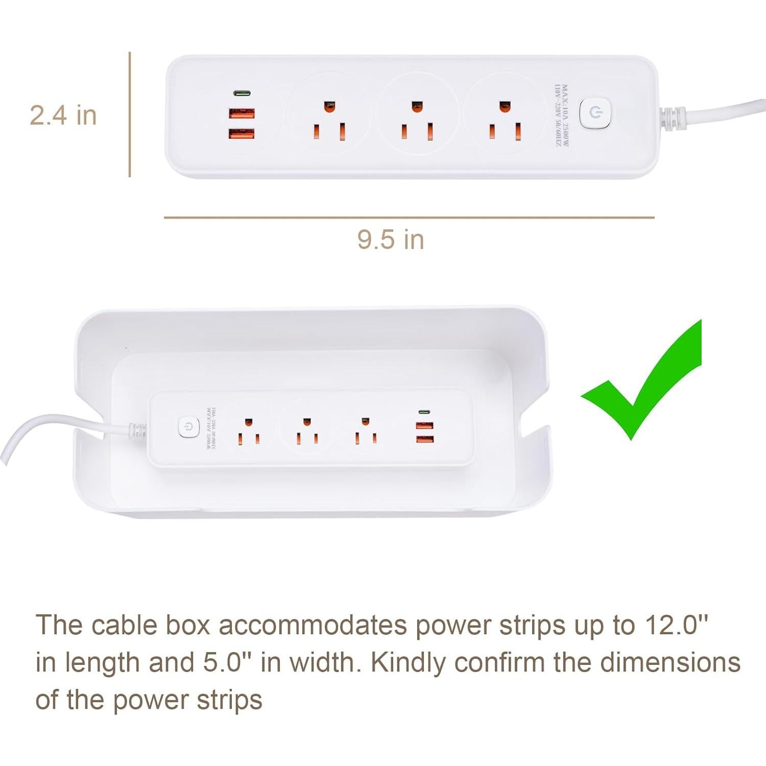 Caja Organizadora de Cables Eichzer 32x14x12.7 cm Blanca