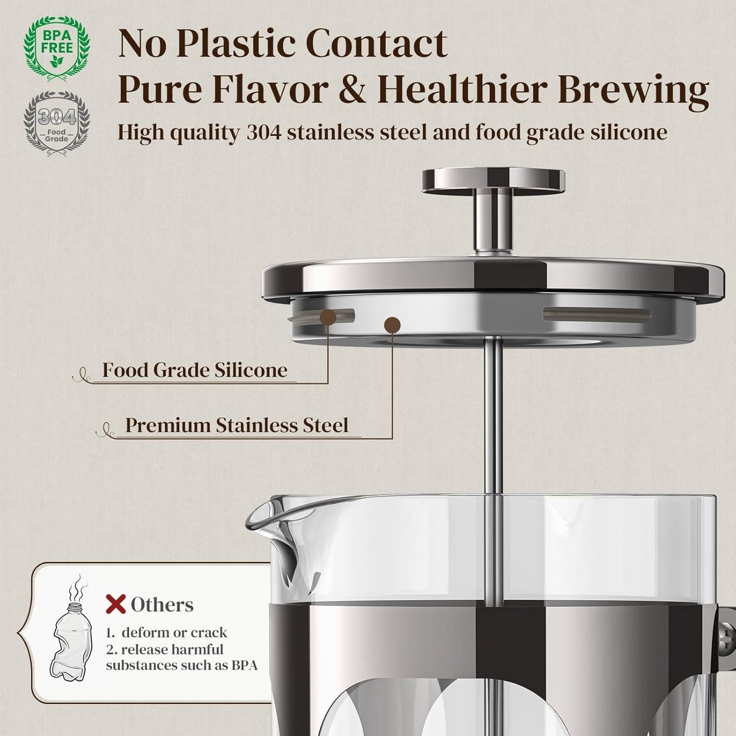 Cafetera Prensa Francesa Veken 1008ml Vidrio Borosilicato