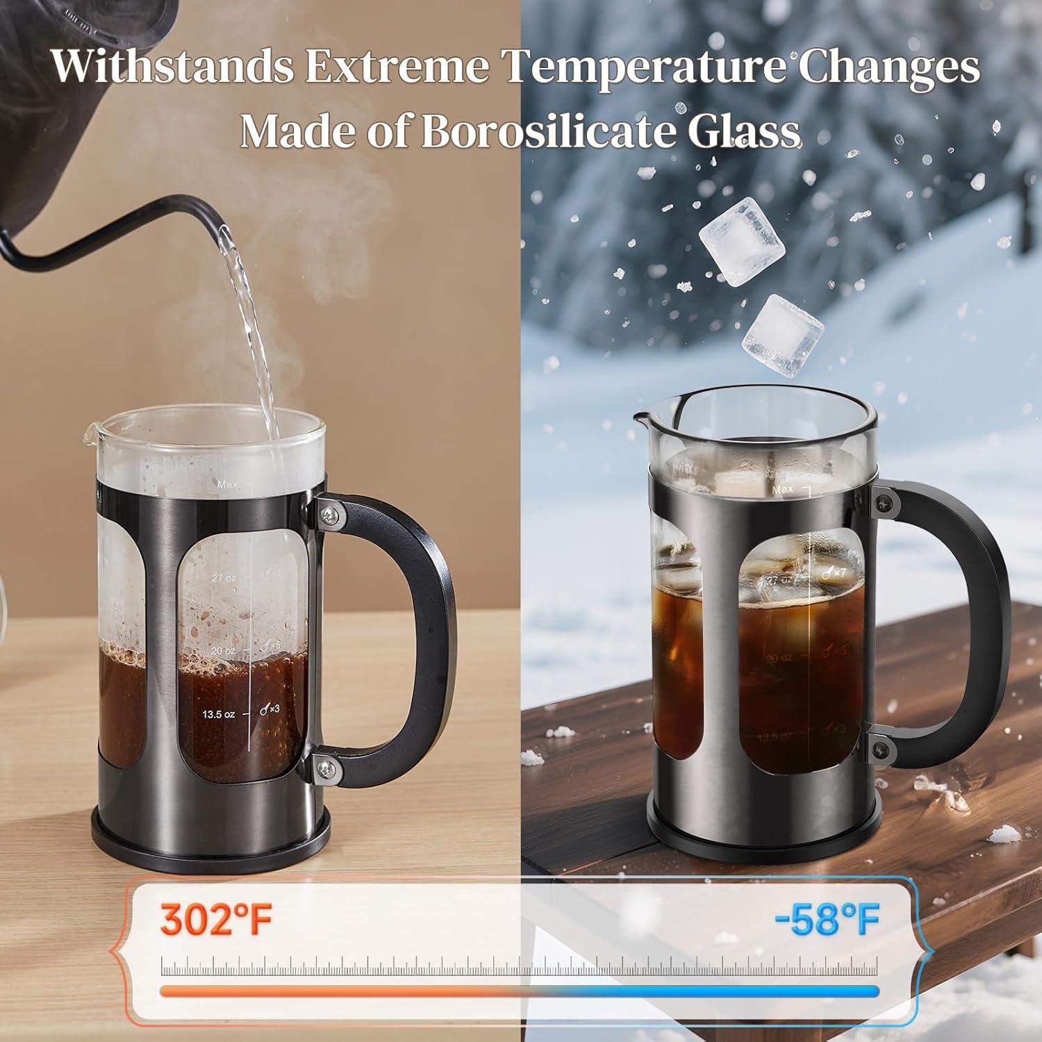 Cafetera Prensa Francesa Veken 1008ml Vidrio Borosilicato