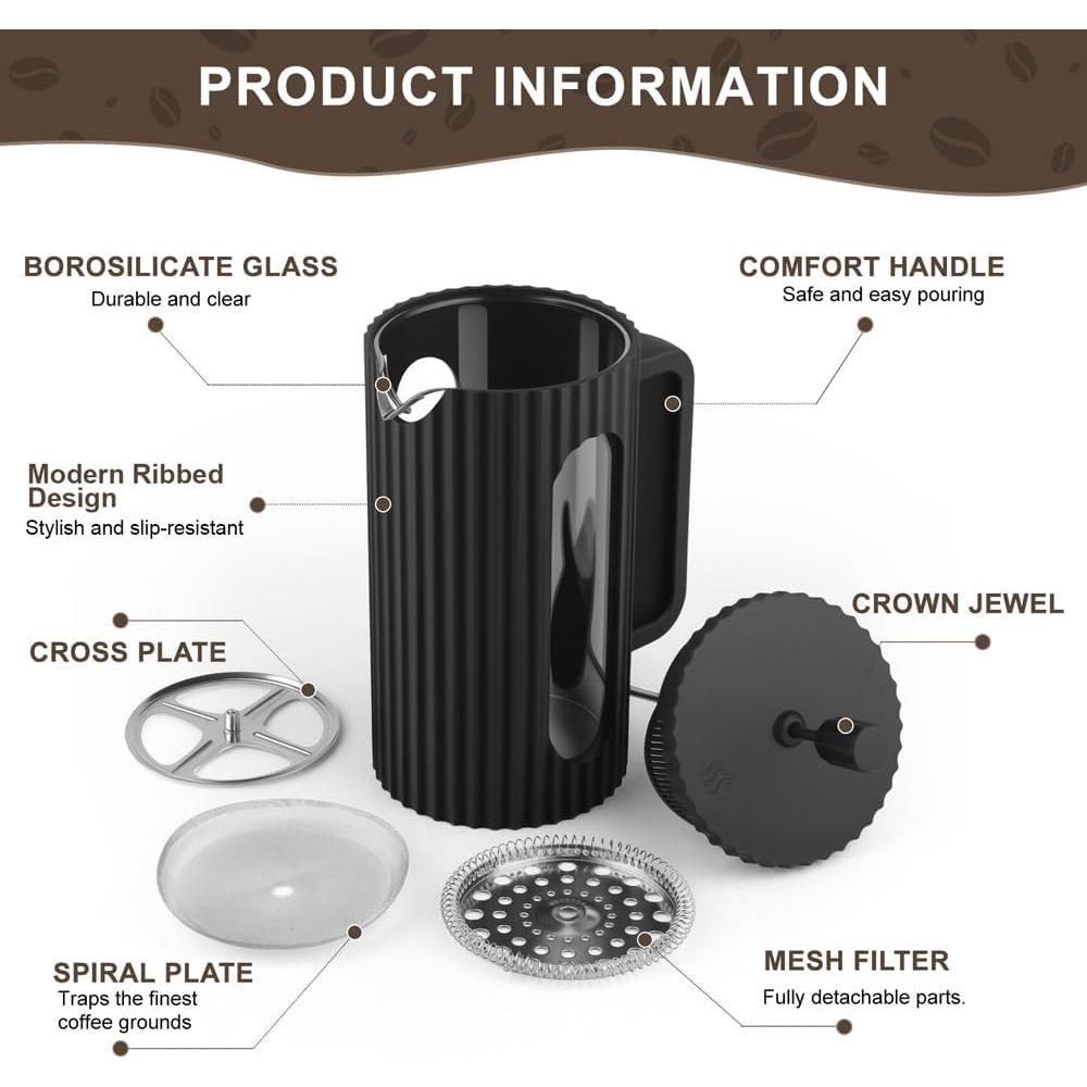 Cafetera de Prensa Francesa wedrink 350ml Jarra de Vidrio