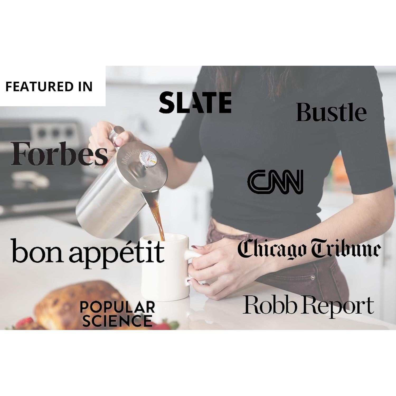 Prensa Francesa Barista Warrior 1L con Termómetro Aislada Negra