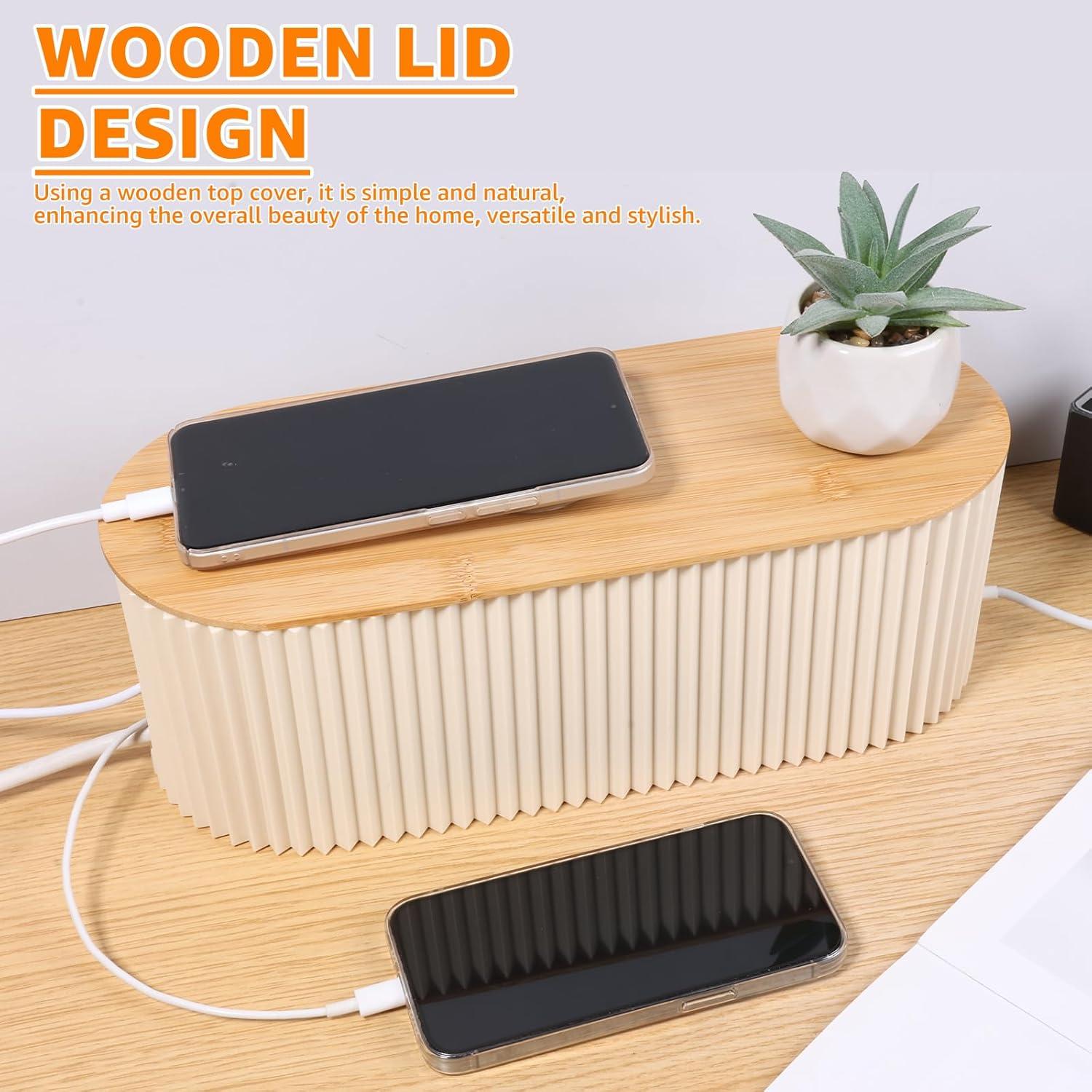 2 Piezas Caja Organizadora de Cables Hevtsde 33x13x11cm