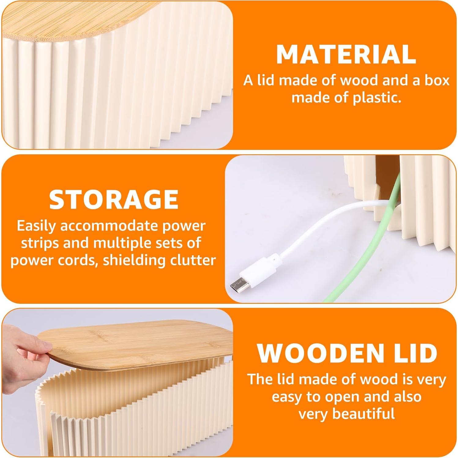 2 Piezas Caja Organizadora de Cables Hevtsde 33x13x11cm