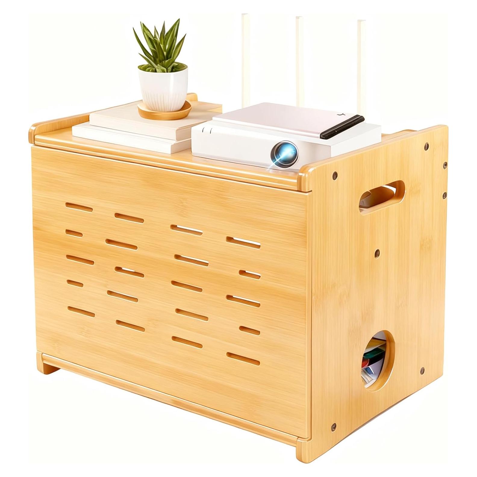 Caja Oculta para Router WiFi Fullin de Bambú 37.5x28.5cm