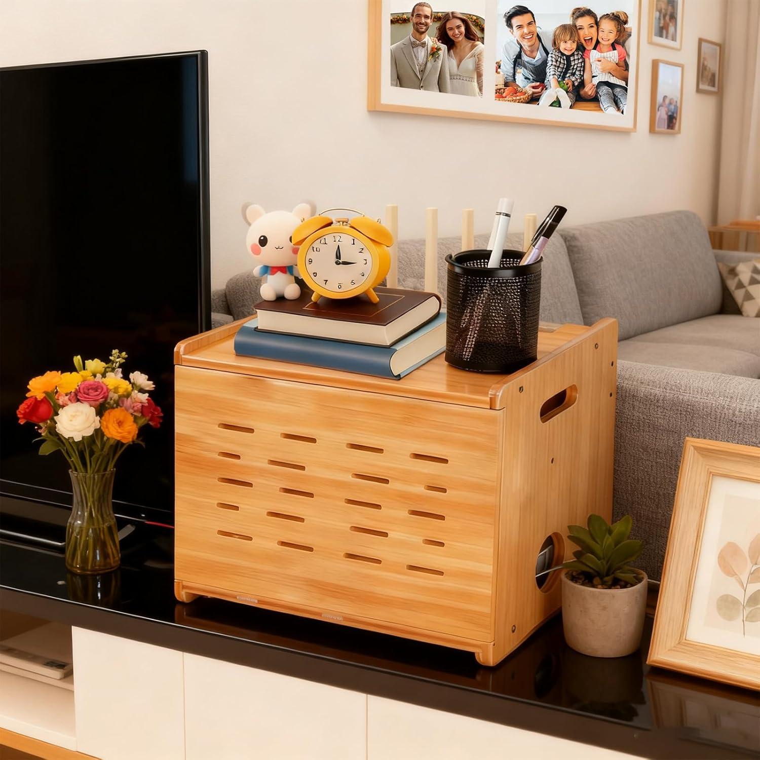 Caja Oculta para Router WiFi Fullin de Bambú 37.5x28.5cm