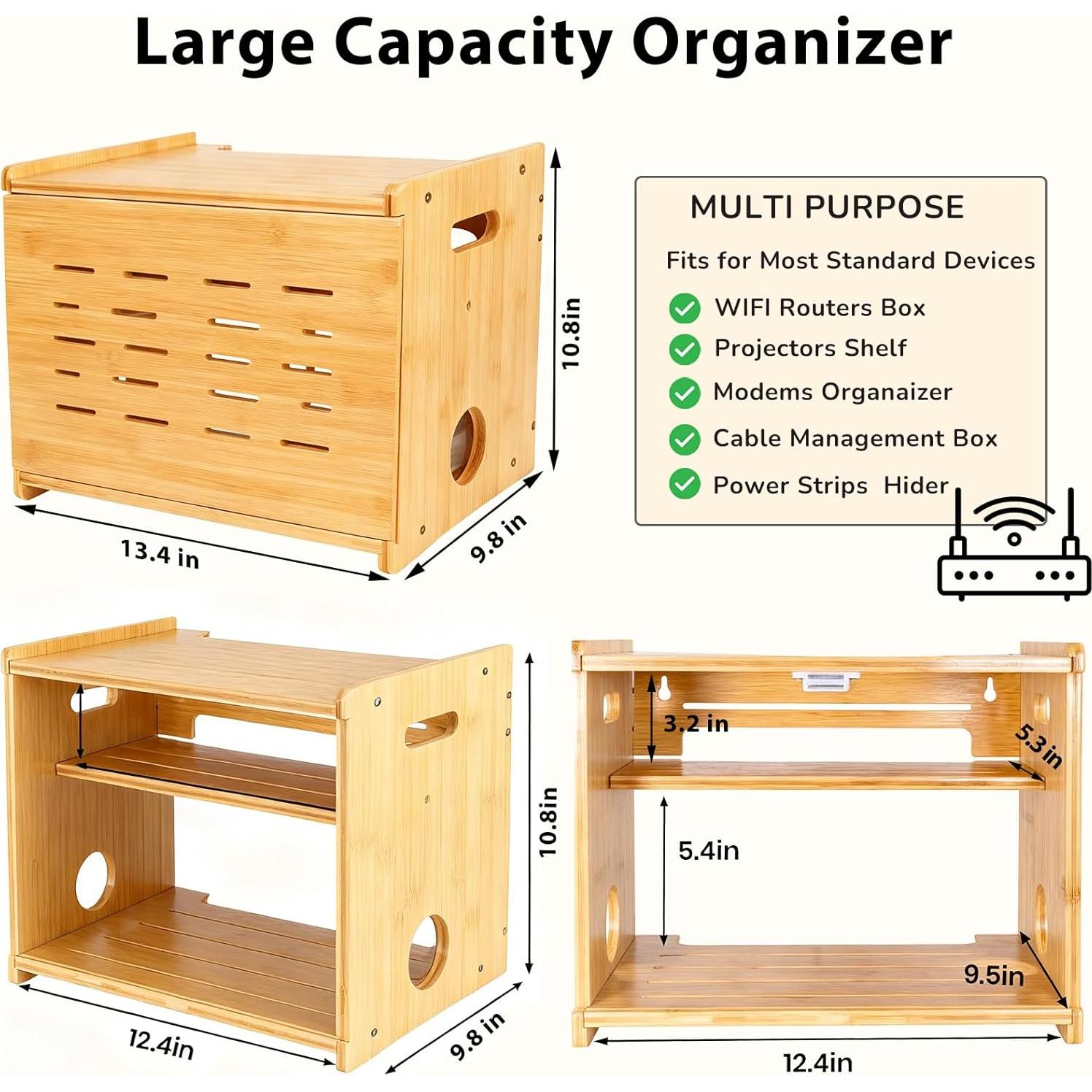 Caja Oculta para Router WiFi Fullin de Bambú 37.5x28.5cm