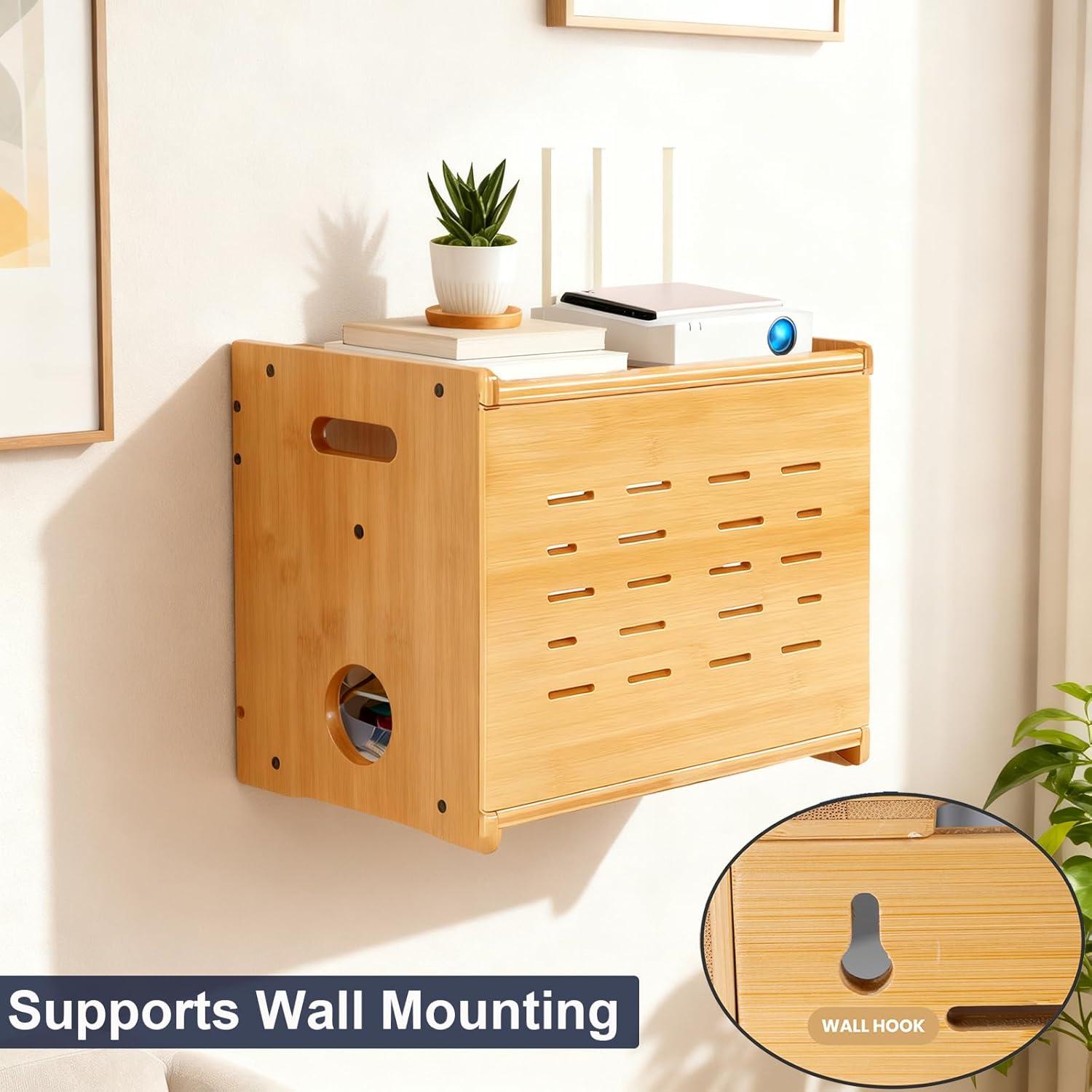 Caja Oculta para Router WiFi Fullin de Bambú 37.5x28.5cm