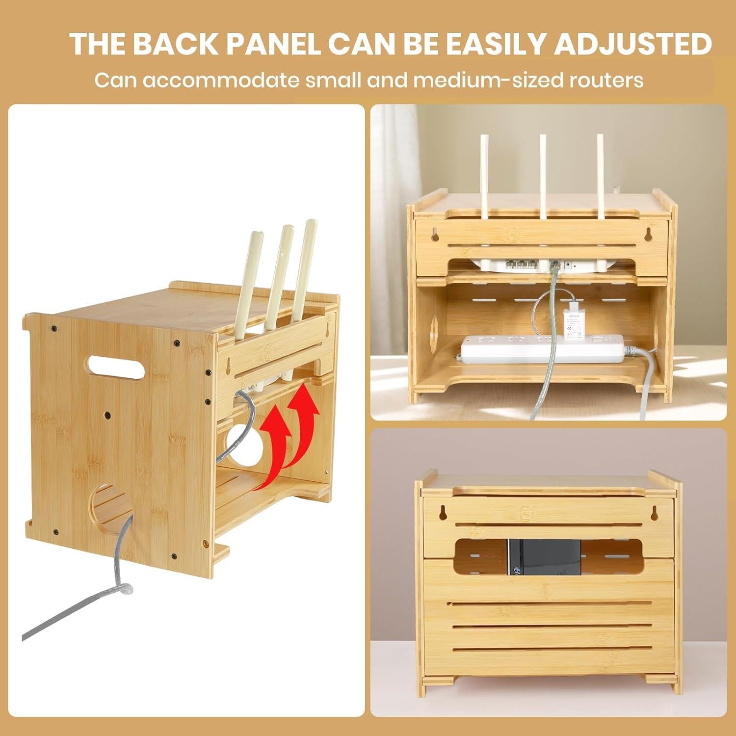 Caja Oculta para Router WiFi Fullin de Bambú 37.5x28.5cm