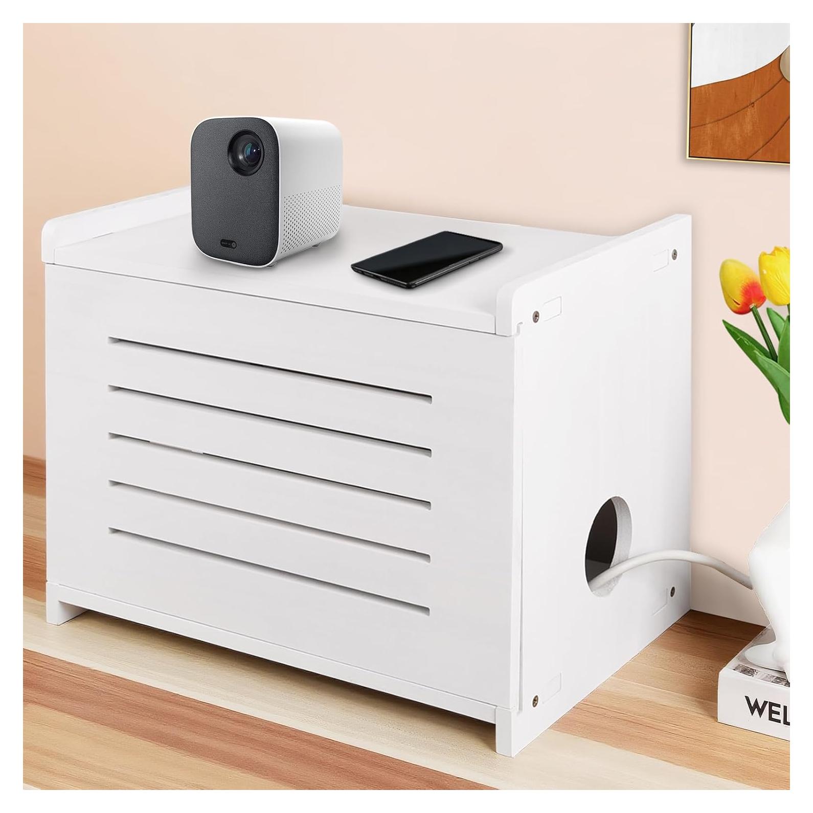 Estante de Madera BEARUT para Router y Proyector Blanco