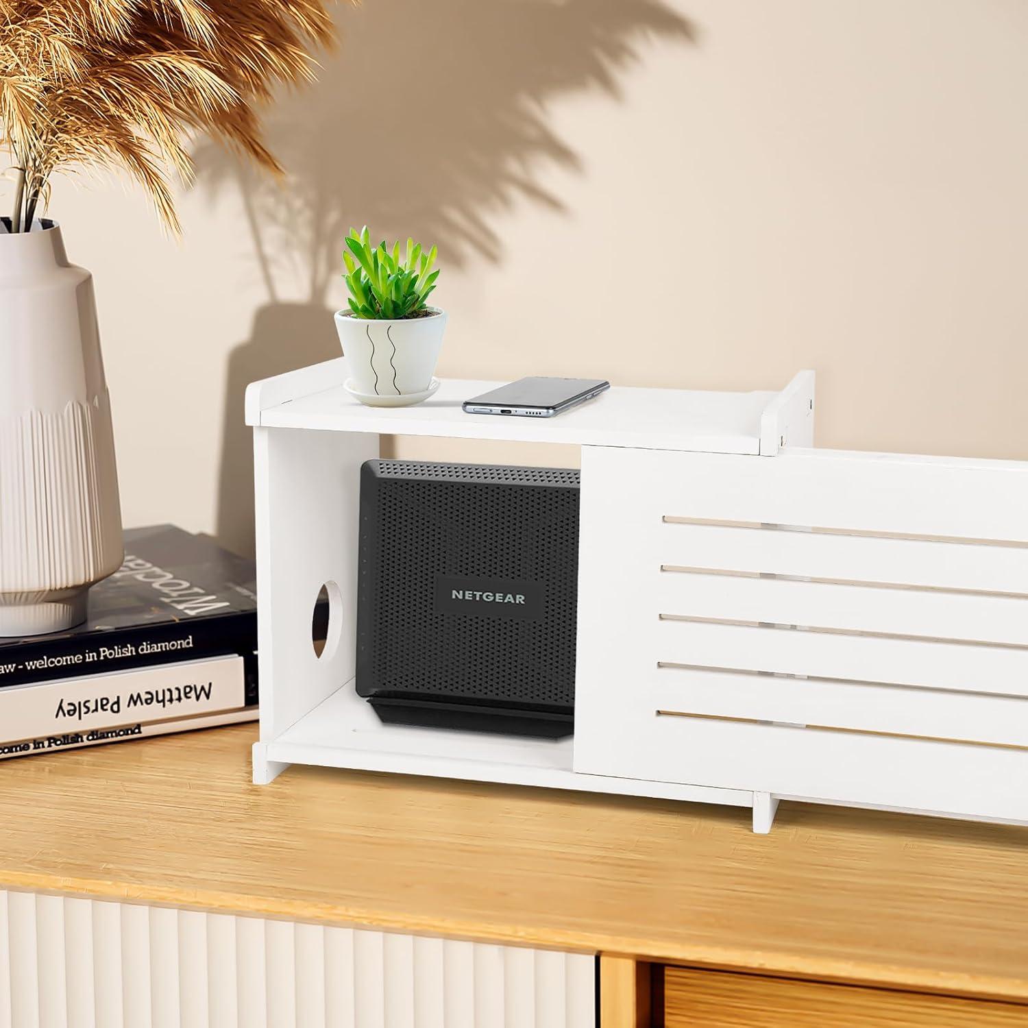 Estante de Madera BEARUT para Router y Proyector Blanco