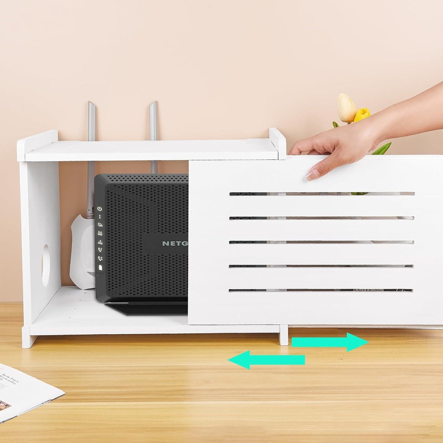 Estante de Madera BEARUT para Router y Proyector Blanco