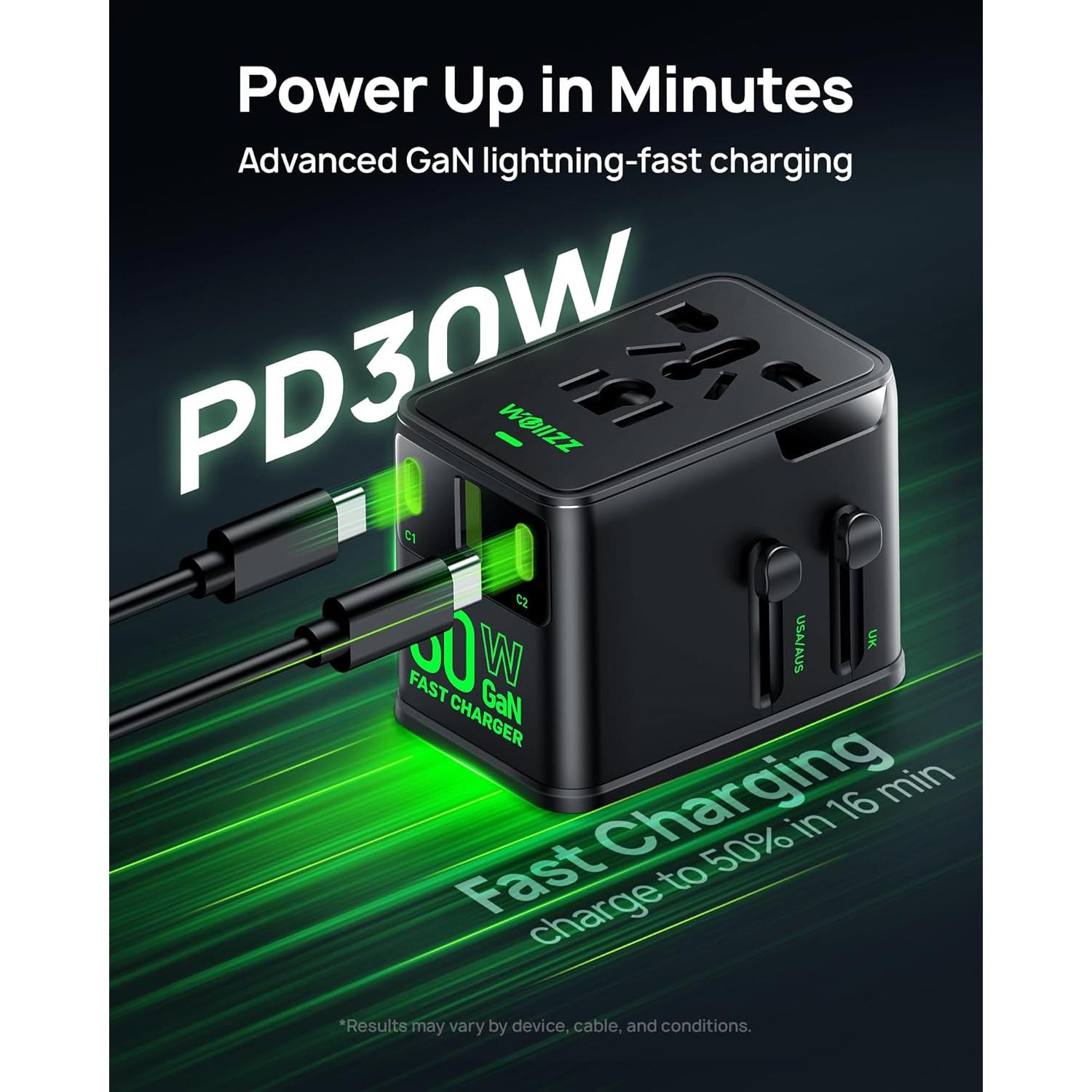 Adaptador de Viaje Universal Wollzz 30W con 4 Puertos