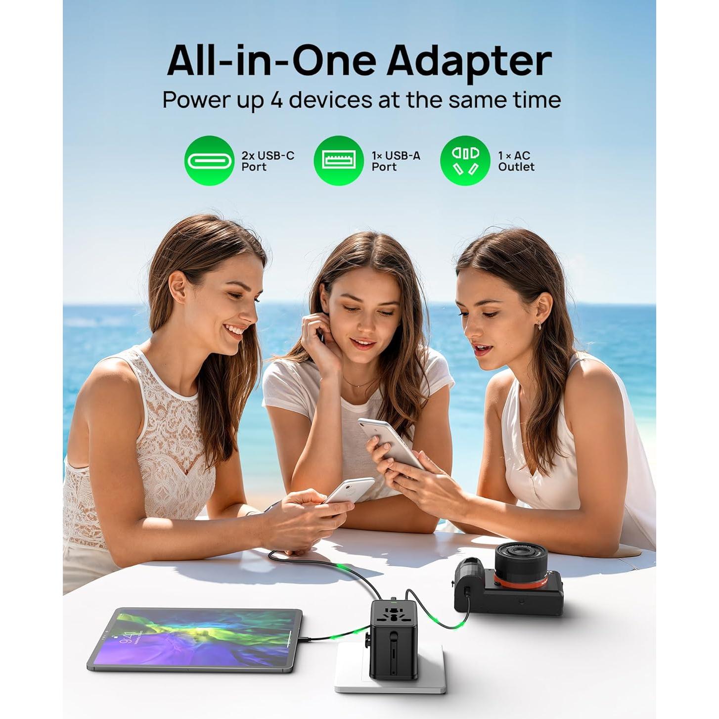 Adaptador de Viaje Universal Wollzz 30W con 4 Puertos