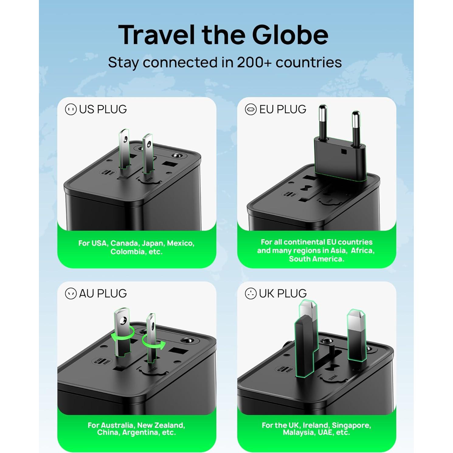 Adaptador de Viaje Universal Wollzz 30W con 4 Puertos