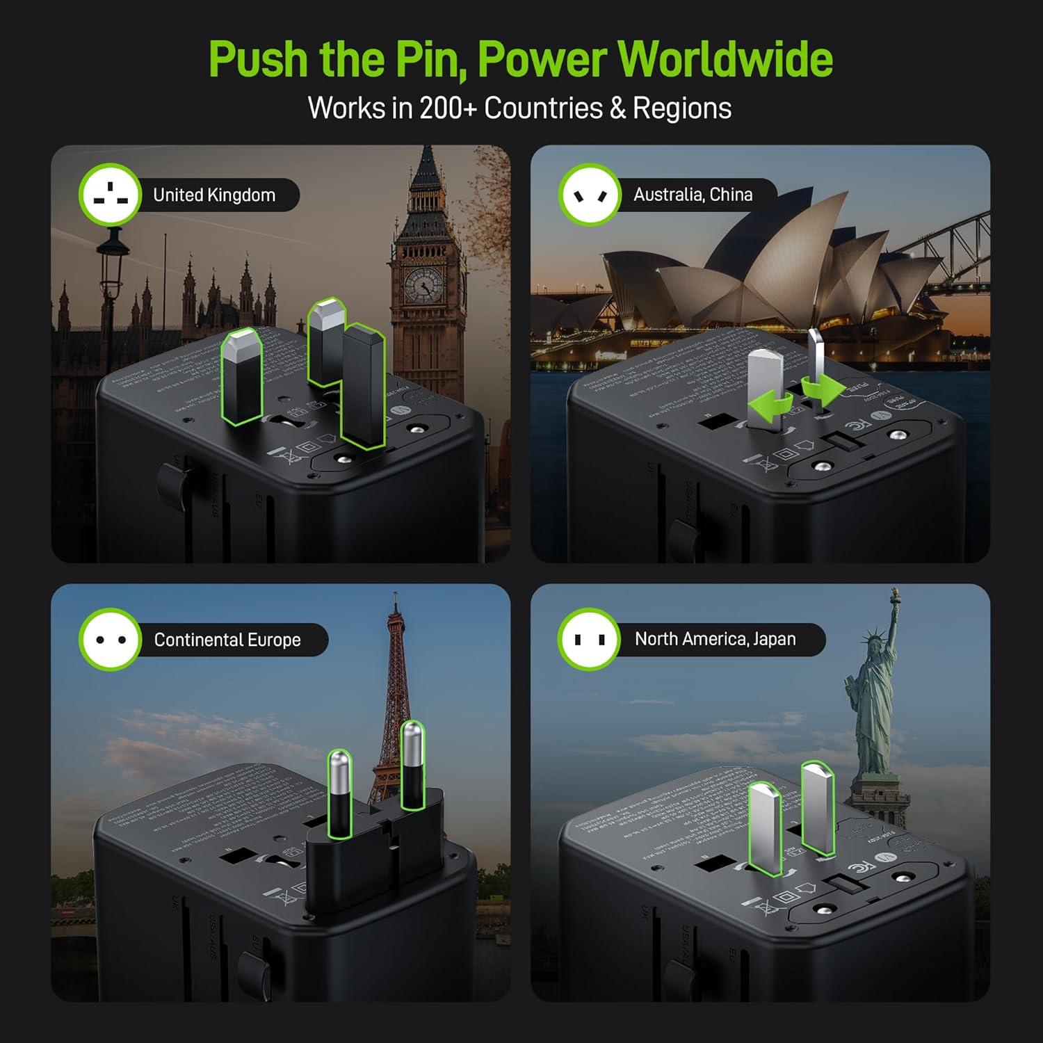 Adaptador de corriente internacional Epicka Pulse Duo 45W 6-en-1