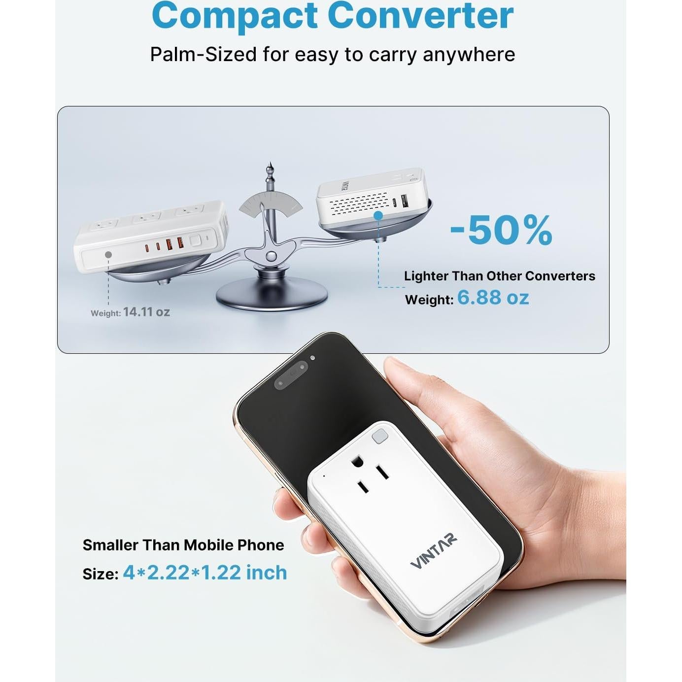 Convertidor de Voltaje VINTAR 220V a 110V 200W para Viajes