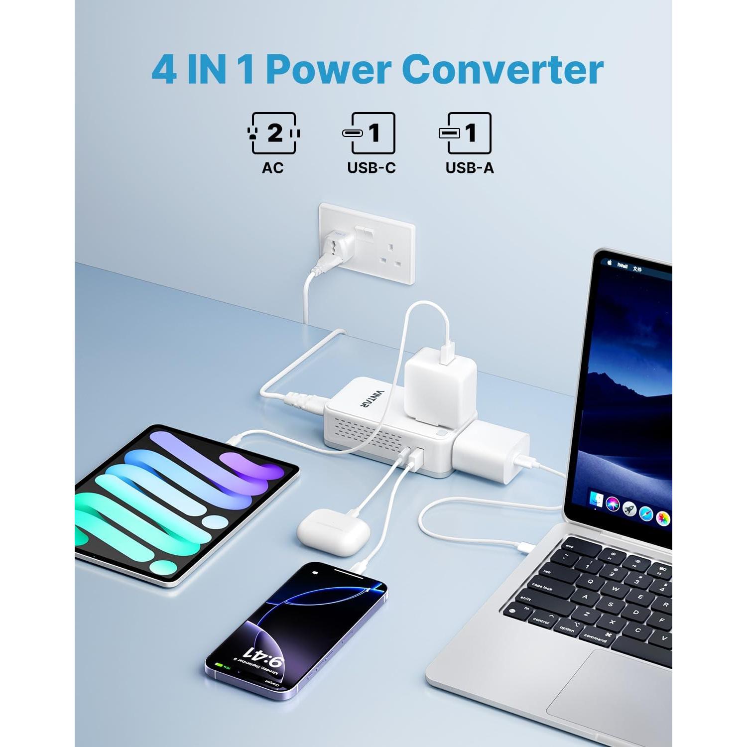 Convertidor de Voltaje VINTAR 220V a 110V 200W para Viajes