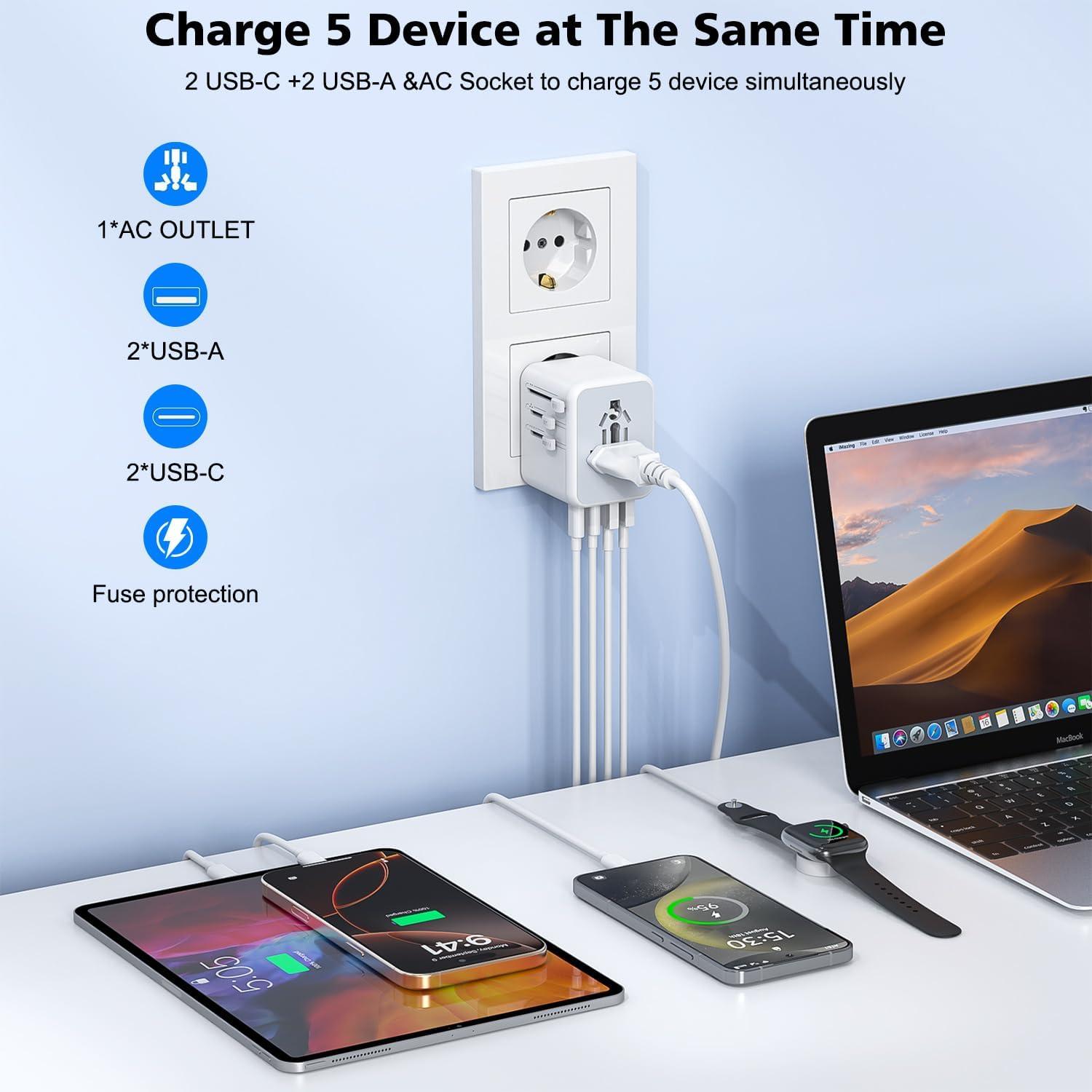 Adaptador de Viaje Universal 20W DONGGUAN 2 Puertos USB-C y A