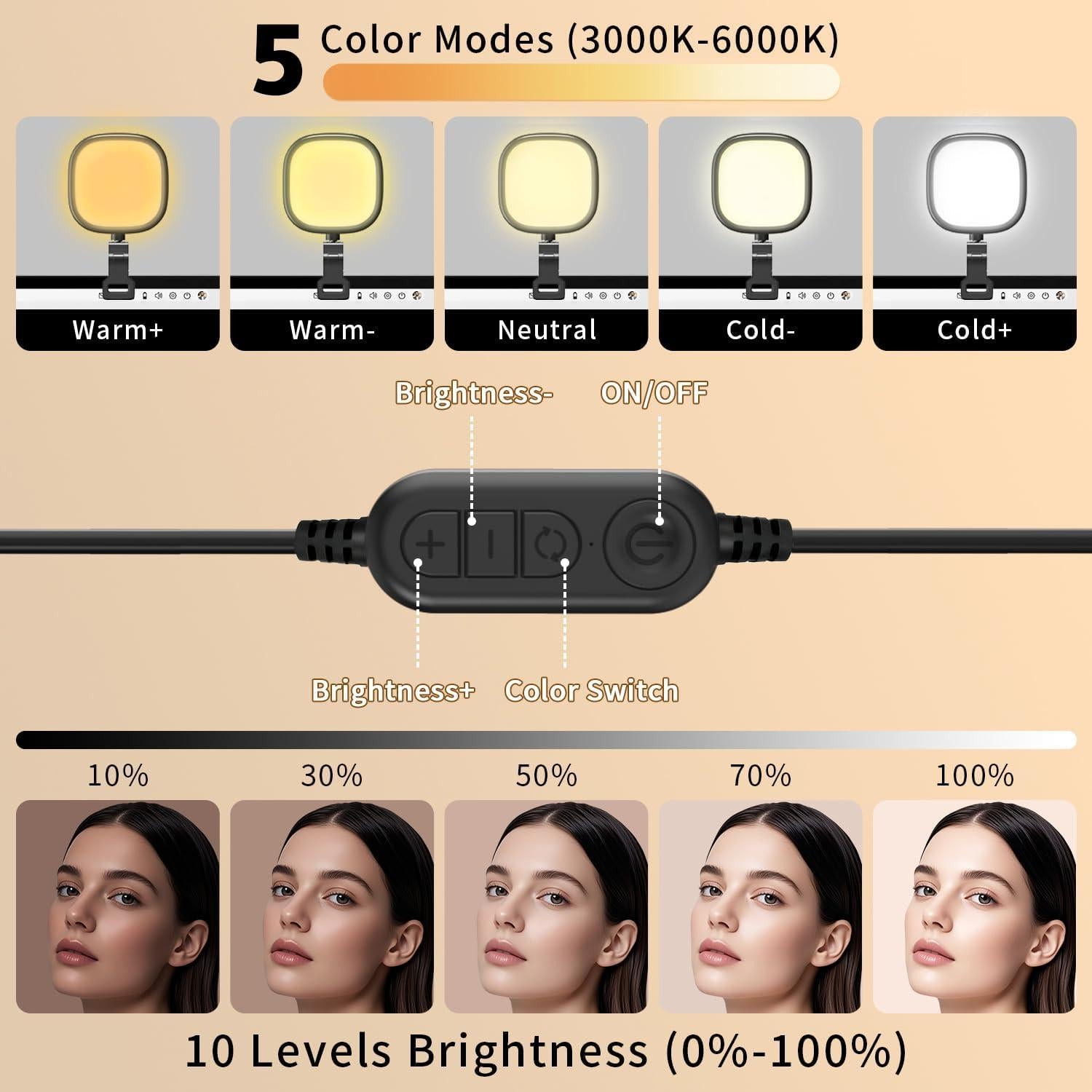 Luz de Anillo yAyusi con Soporte Retráctil 20-28.7 cm LED