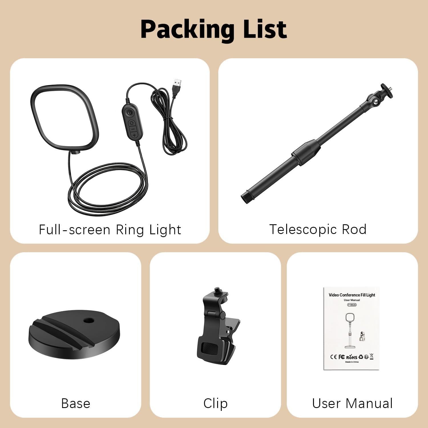 Luz de Anillo yAyusi con Soporte Retráctil 20-28.7 cm LED