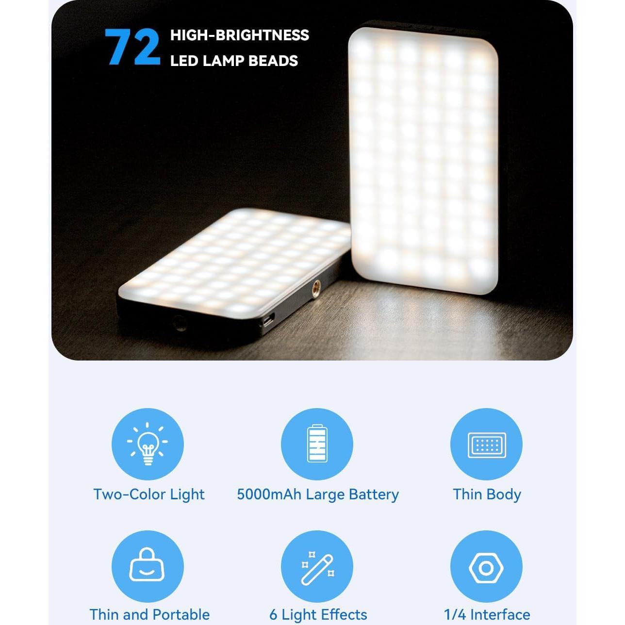 Luz de Selfie Portátil DUIDESHI 5000mAh con 6 Modos Ajustables