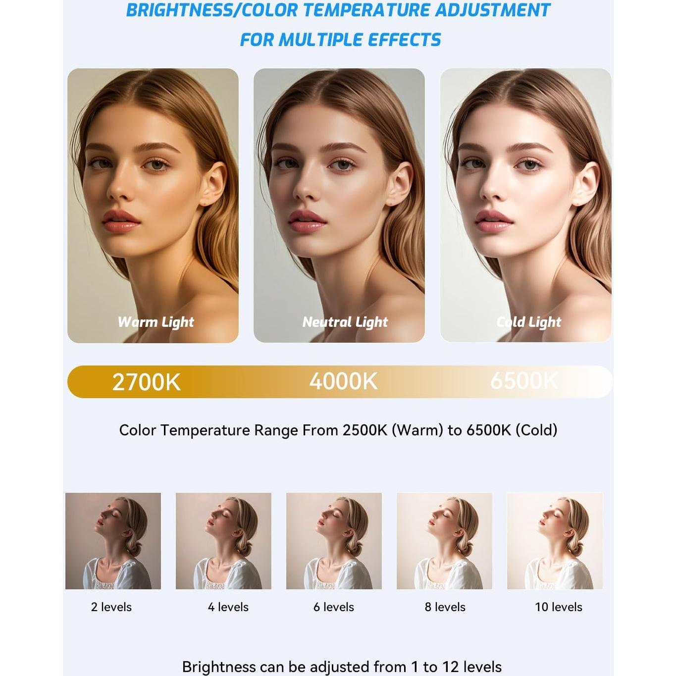 Luz de Selfie Portátil DUIDESHI 5000mAh con 6 Modos Ajustables