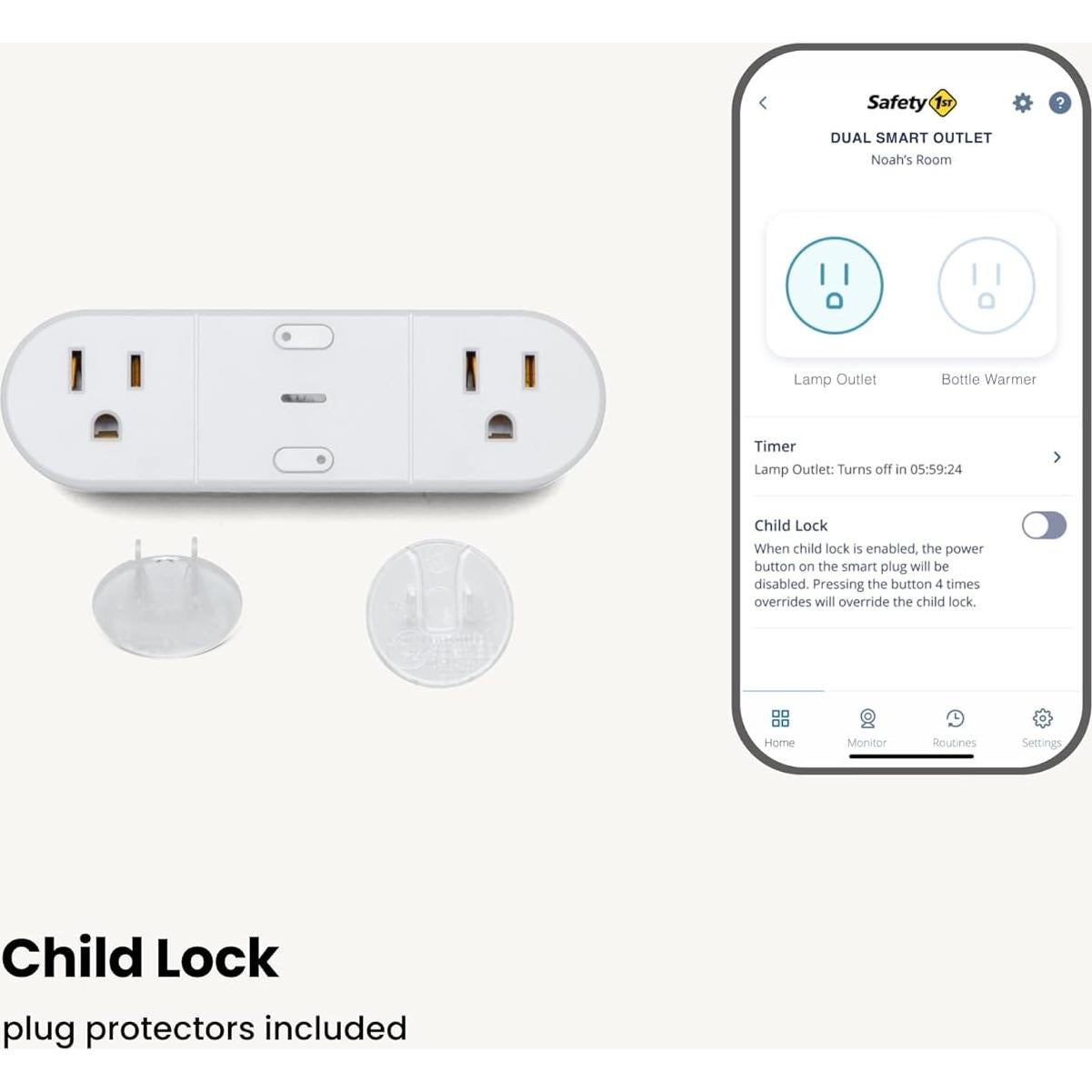 Toma de Corriente Inteligente Doble Safety 1st - Control Wi-Fi