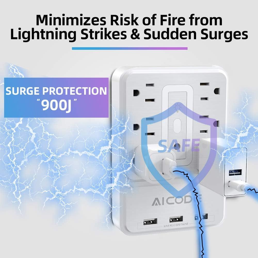 Extensor de Enchufe AICODE 6 Salidas CA y 3 USB 3.2A