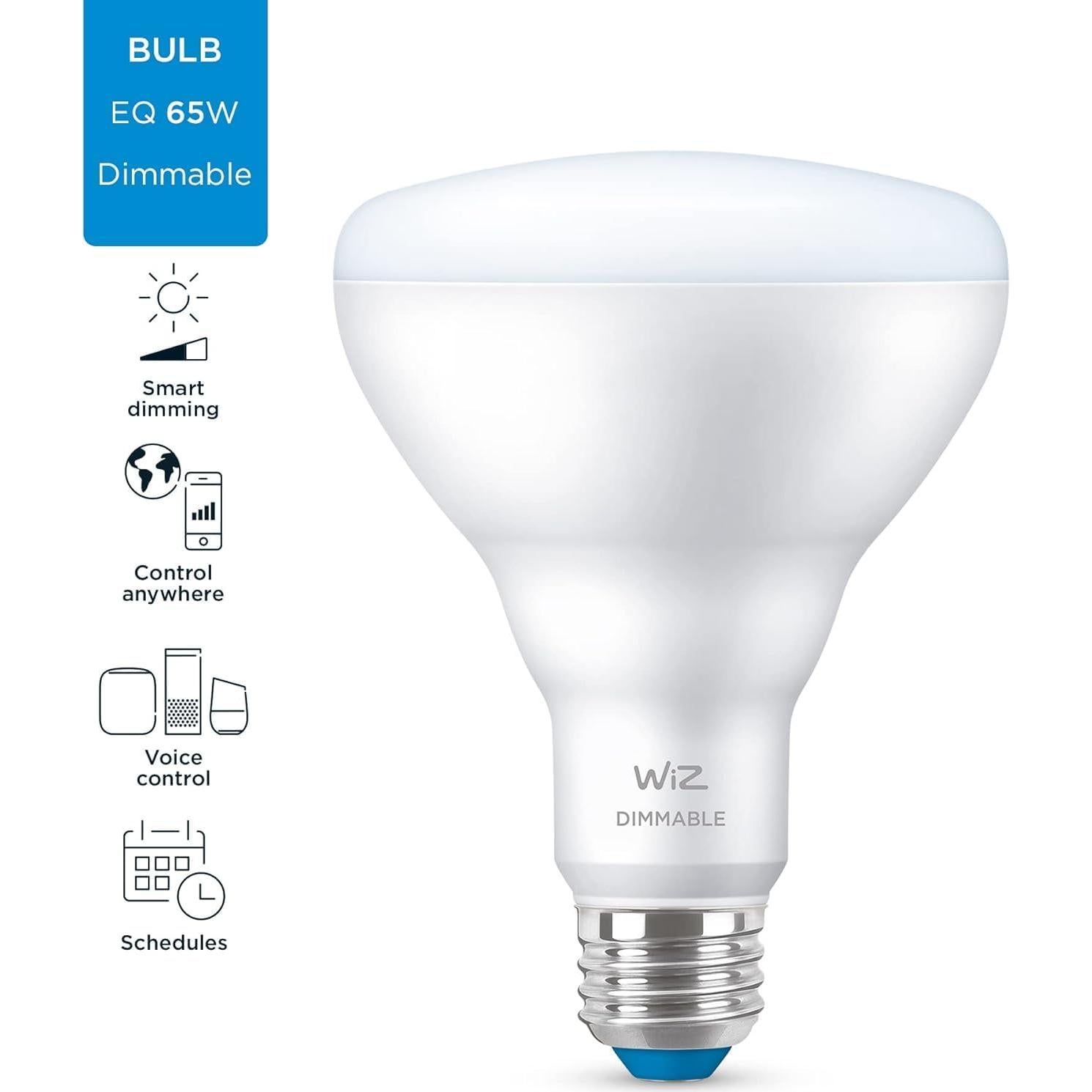 Bombillas LED Inteligentes WiZ BR30 65W - Paquete de 2 - 650 Lúmenes - Blanco de Día 5000K - Control por App y Voz