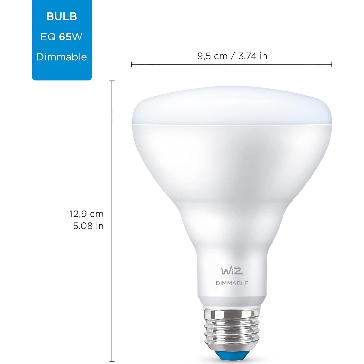 Bombillas LED Inteligentes WiZ BR30 65W - Paquete de 2 - 650 Lúmenes - Blanco de Día 5000K - Control por App y Voz
