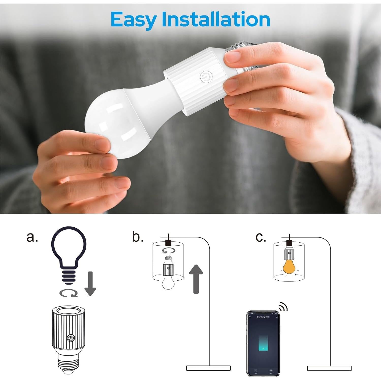 Adaptador de Enchufe Bombilla Inteligente LoraTap E26/E27 60W
