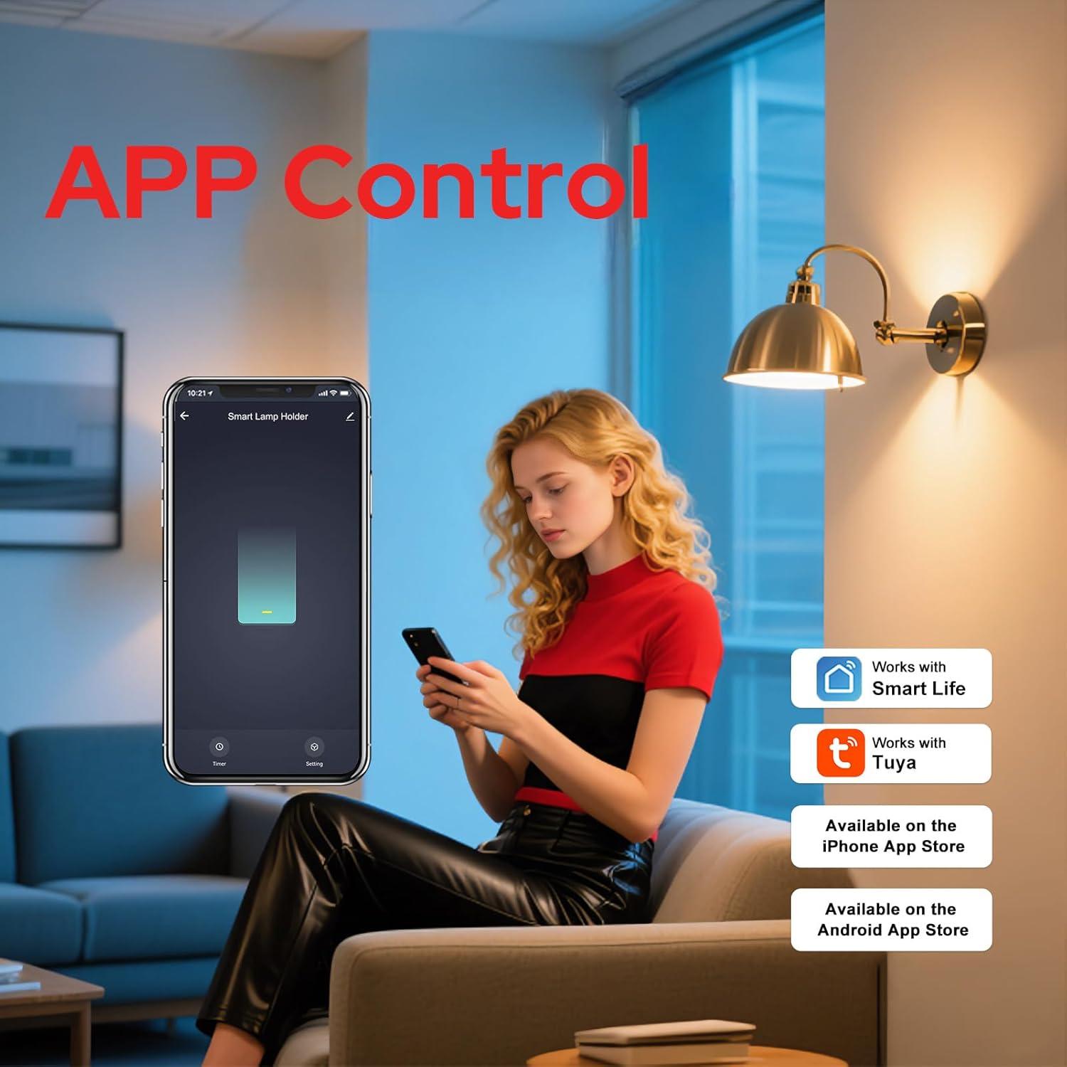 Adaptador de Enchufe Inteligente Wi-Fi LoraTap E26/E27, 60W