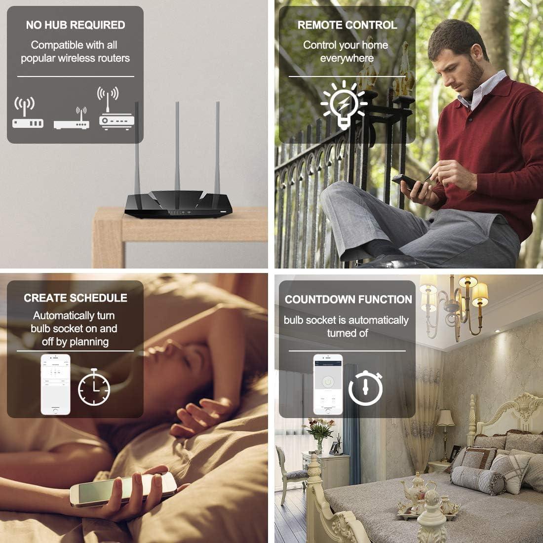 Adaptador Socket Bombilla WiFi Inteligente QIACHIP E26 500W