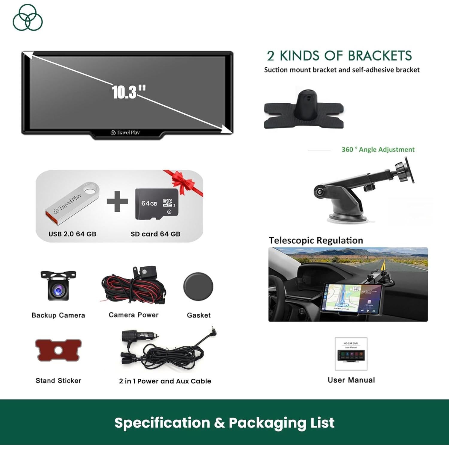 Estéreo Inalámbrico para Coche Superlative 10.3" GPS Bluetooth