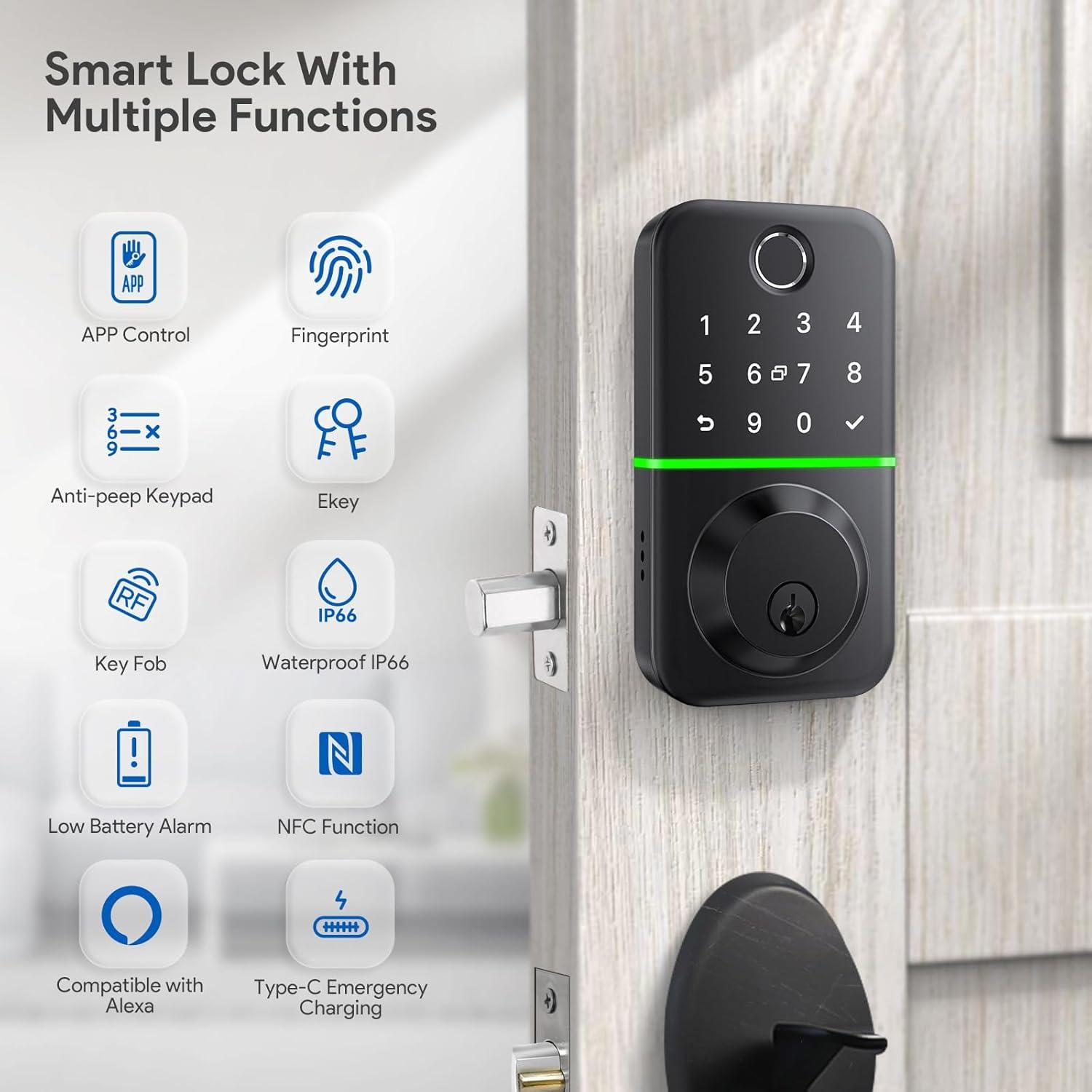 Cerradura Inteligente KUCACCI T17 con Teclado y Huella Dactilar